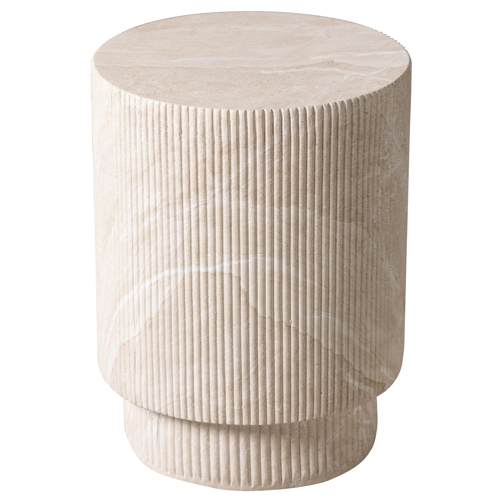 Eden Series Side Table in Fiberstone Round Accent Table for Home, Living Room, Indoor, and Outdoor