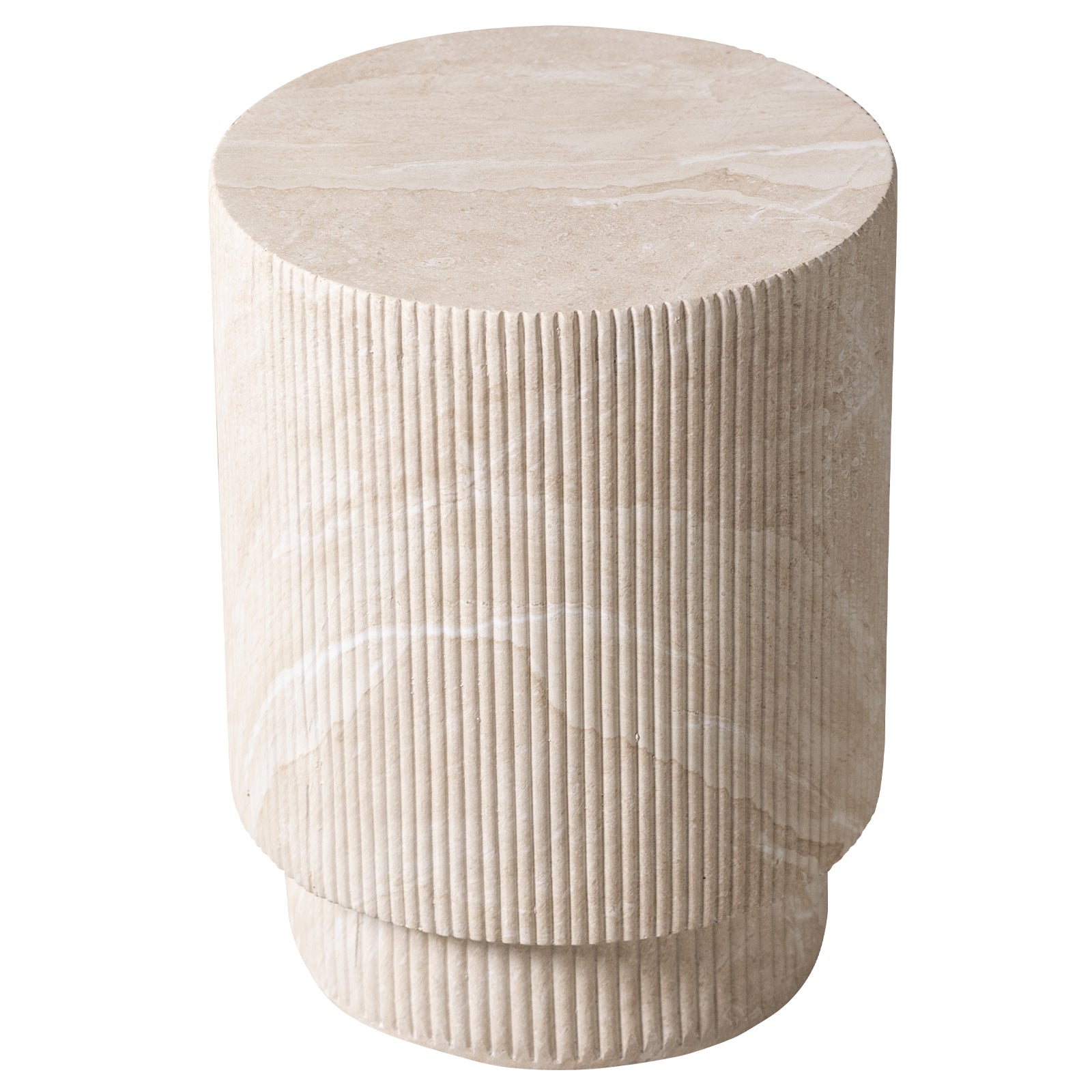 Eden Series Side Table in Fiberstone Round Accent Table for Home, Living Room, Indoor, and Outdoor