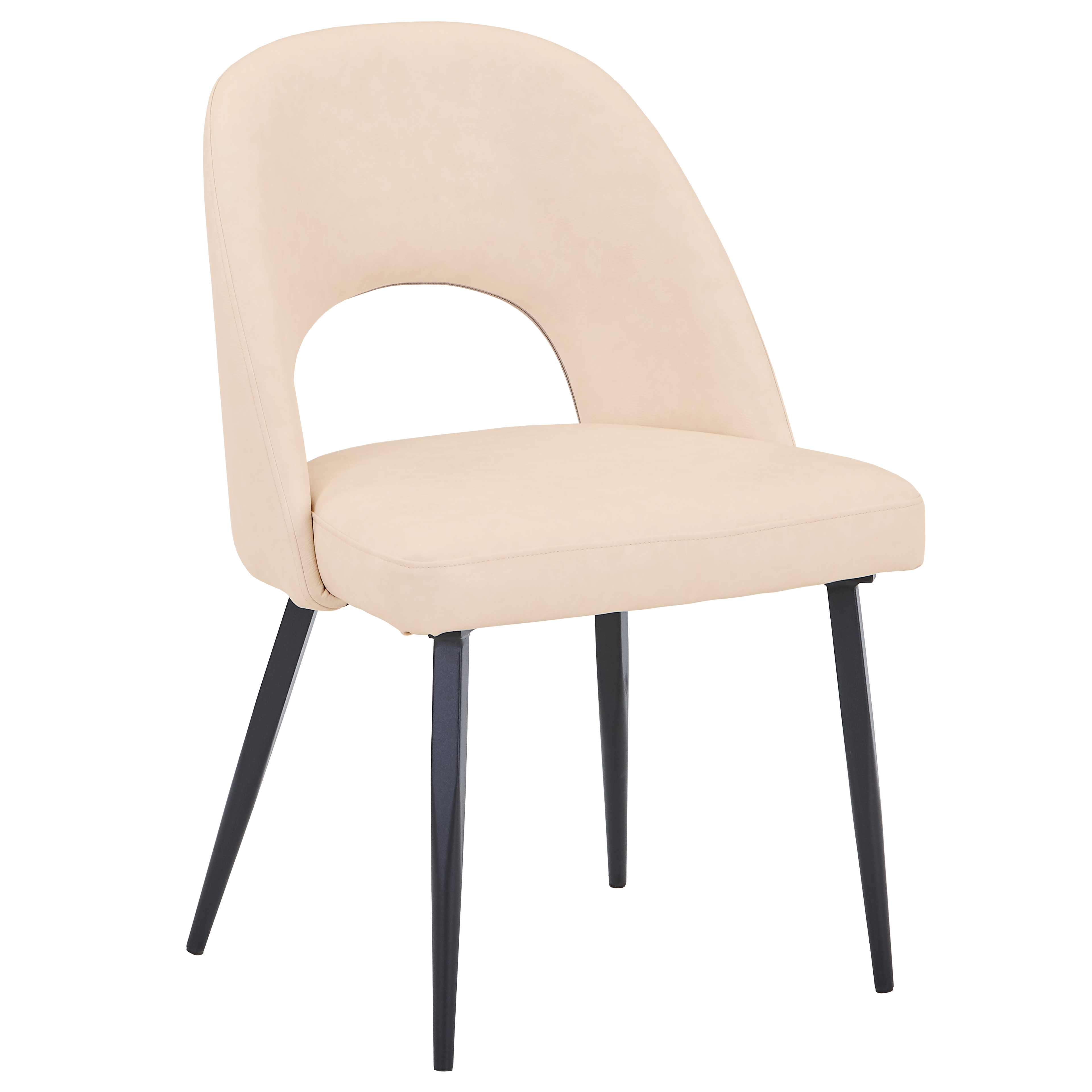 Fest Leather Dining Chairs Curved Open-Back Design with Black Steel Legs