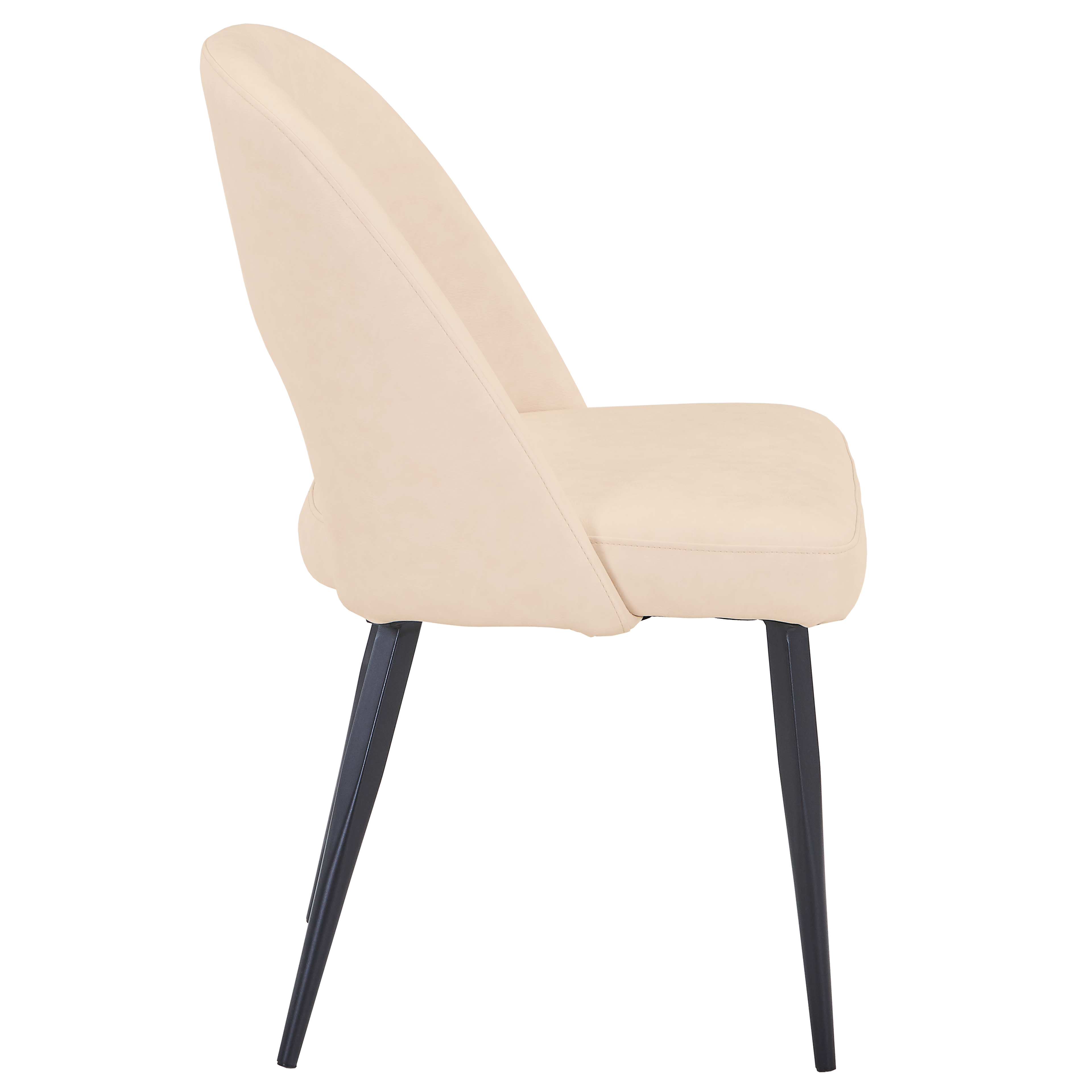 Fest Leather Dining Chairs Curved Open-Back Design with Black Steel Legs