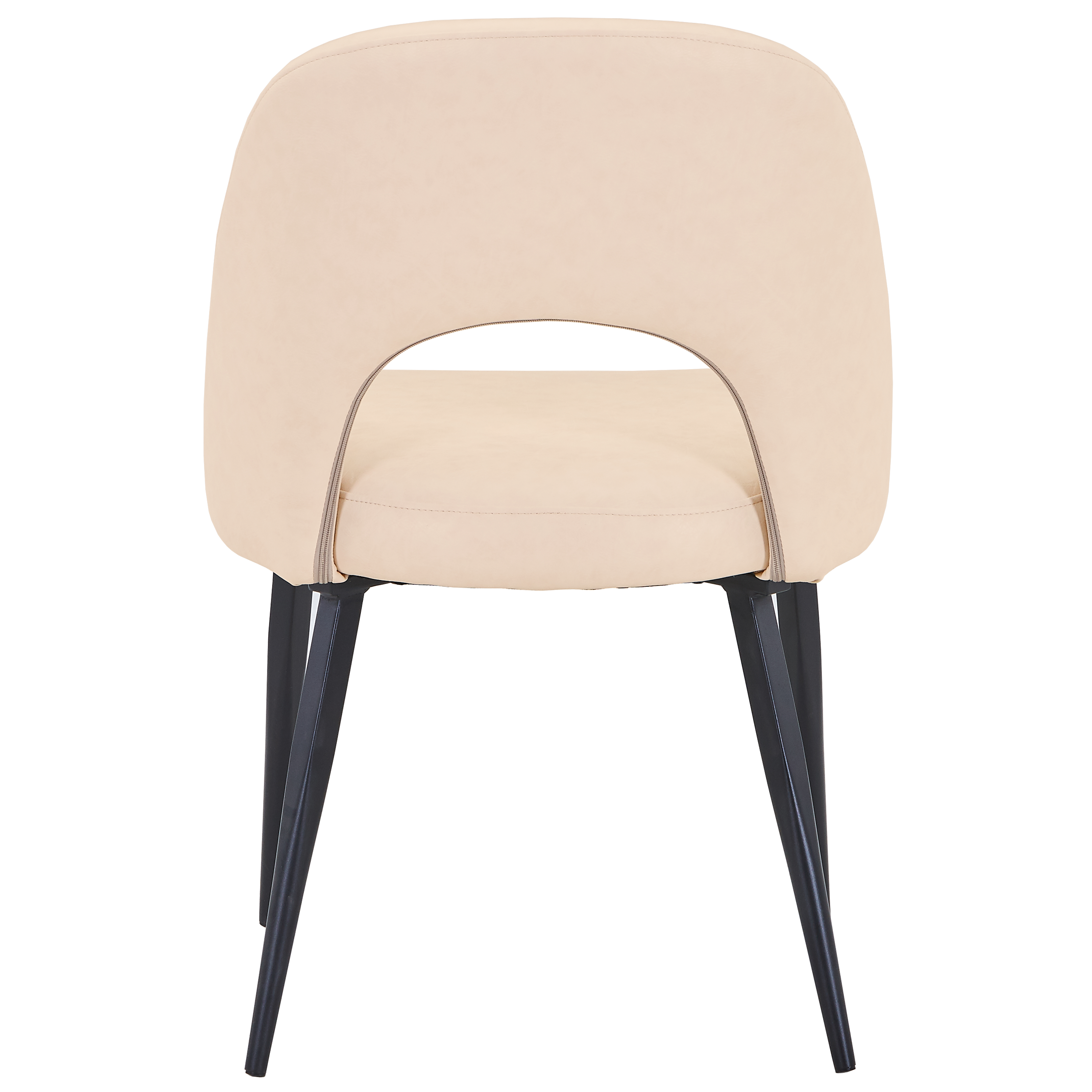 Fest Leather Dining Chairs Curved Open-Back Design with Black Steel Legs