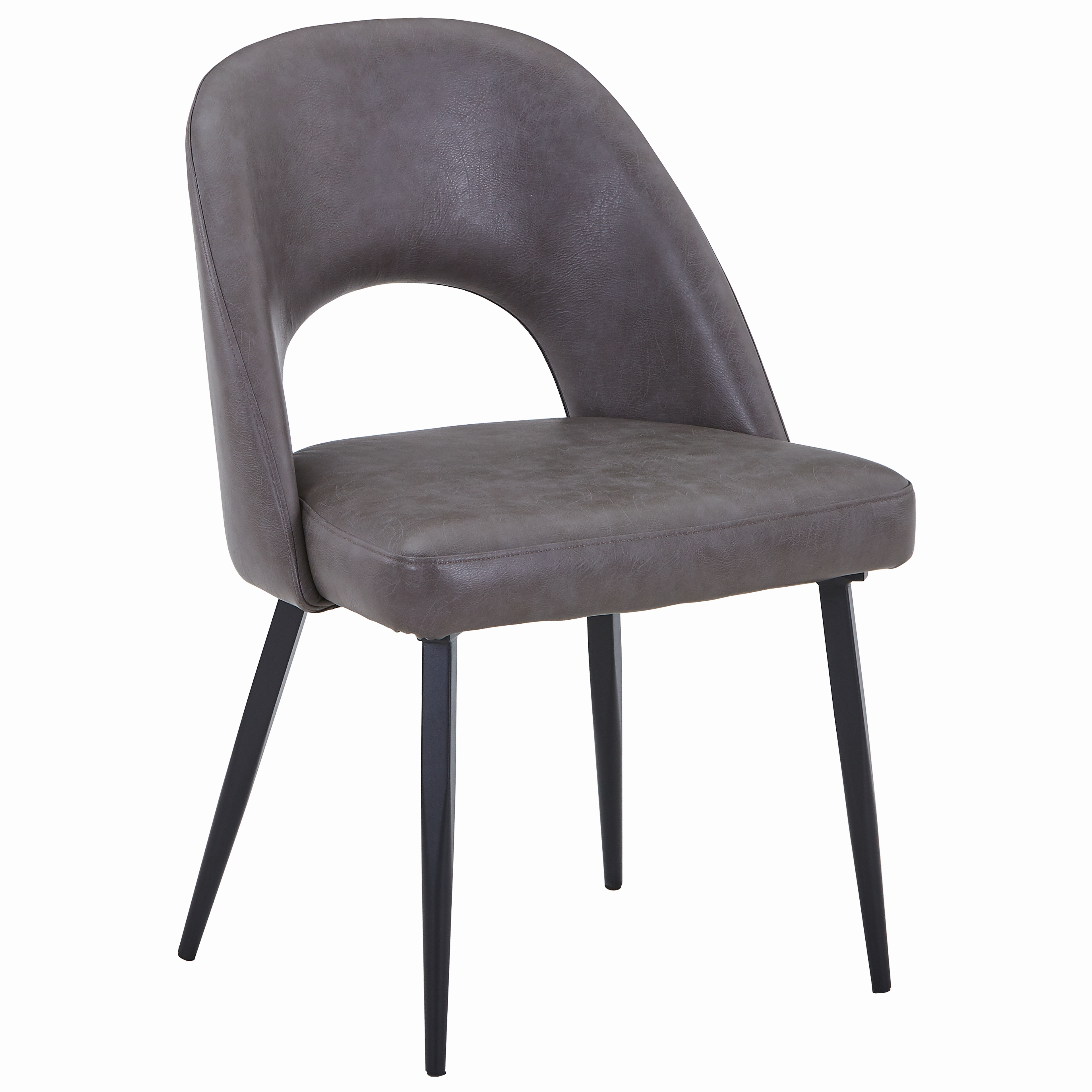 Fest Leather Dining Chairs Curved Open-Back Design with Black Steel Legs