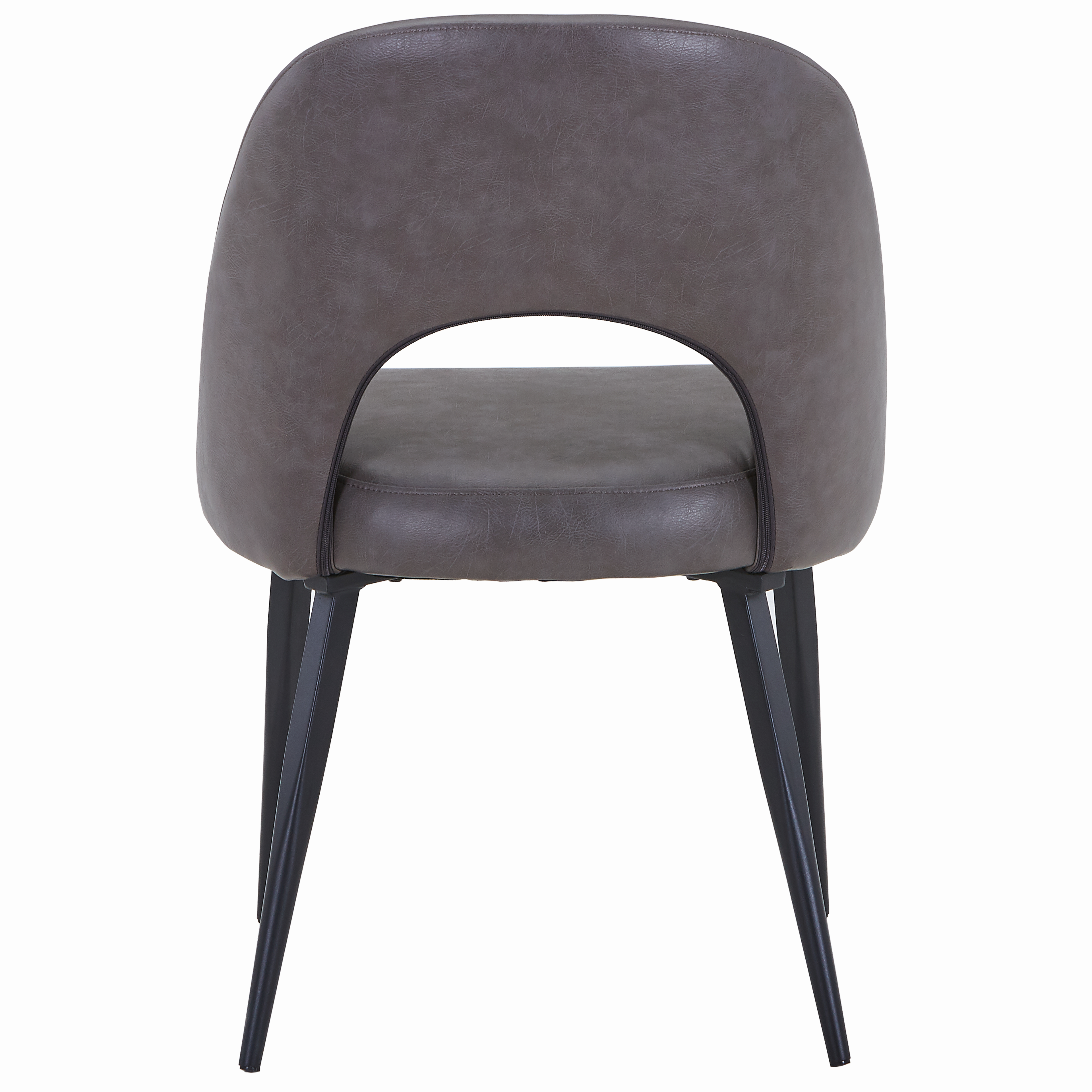 Fest Leather Dining Chairs Curved Open-Back Design with Black Steel Legs