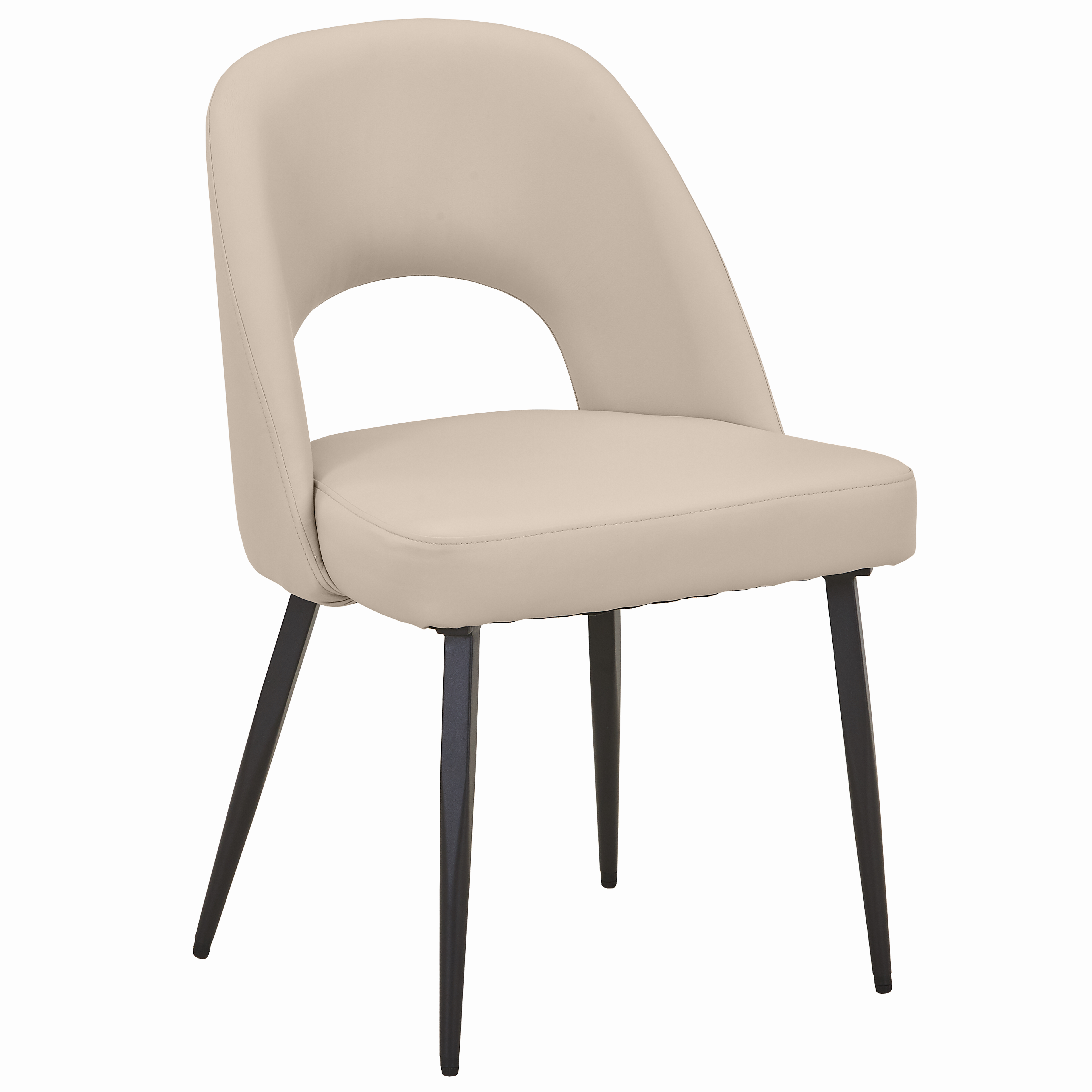 Fest Leather Dining Chairs Curved Open-Back Design with Black Steel Legs