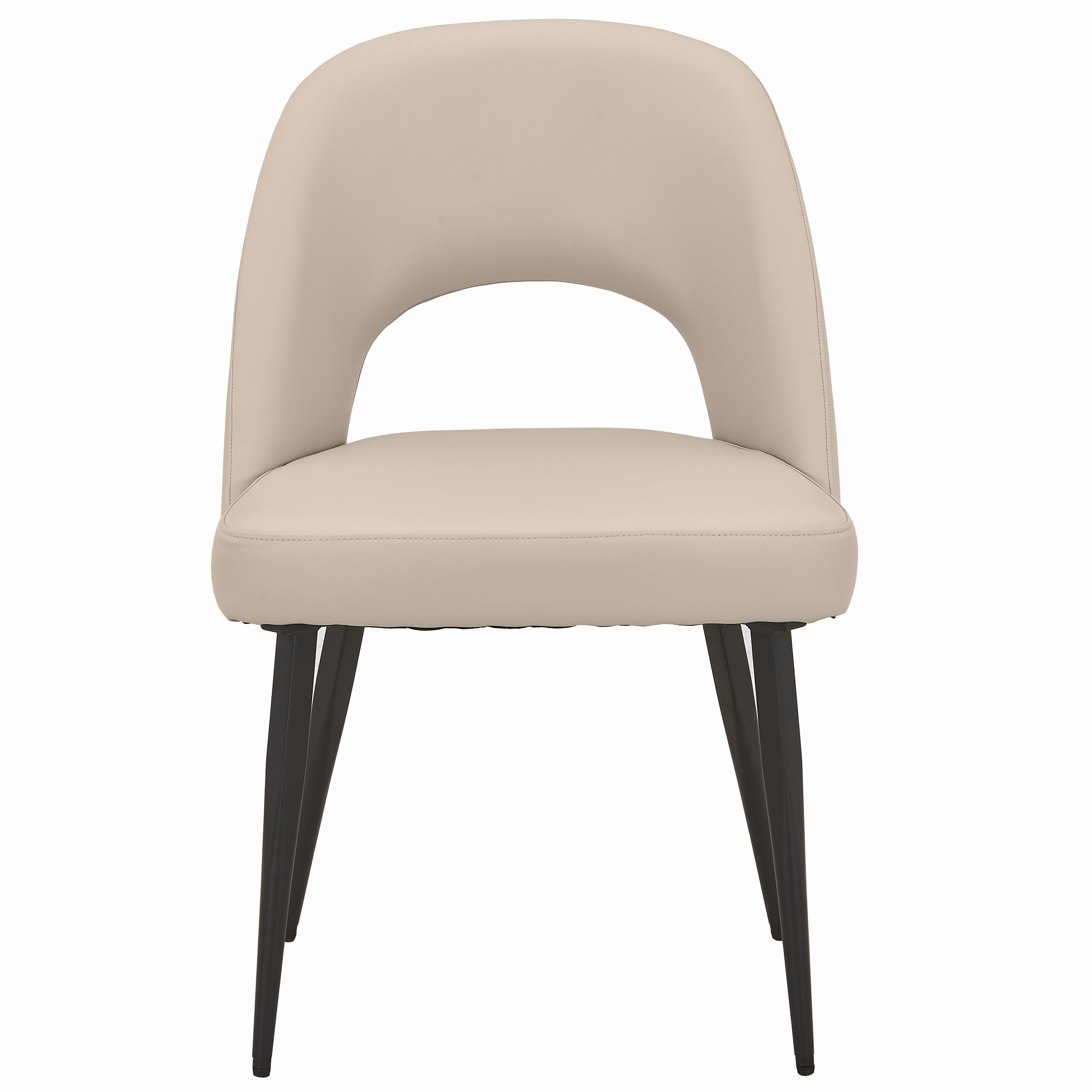 Fest Leather Dining Chairs Curved Open-Back Design with Black Steel Legs