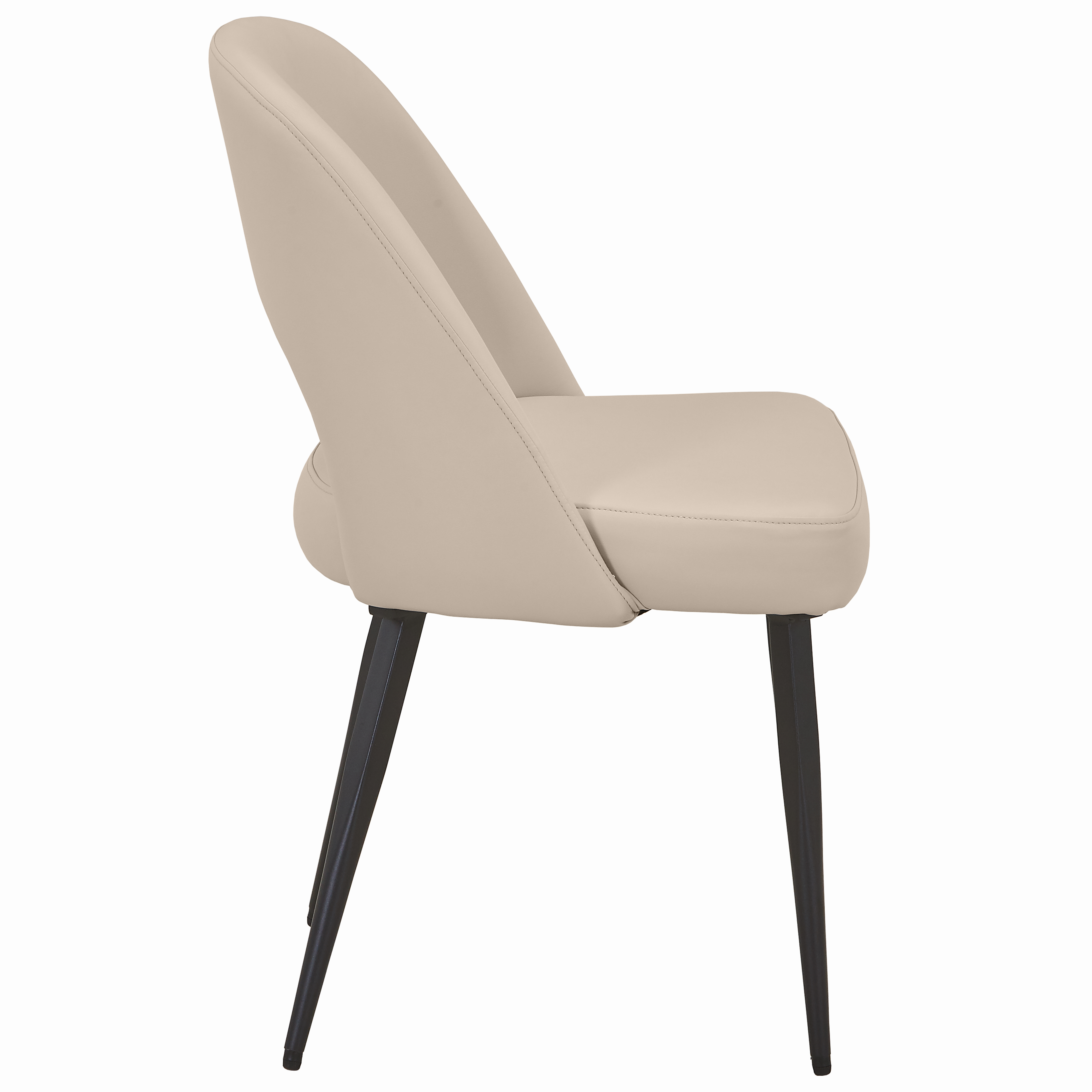 Fest Leather Dining Chairs Curved Open-Back Design with Black Steel Legs