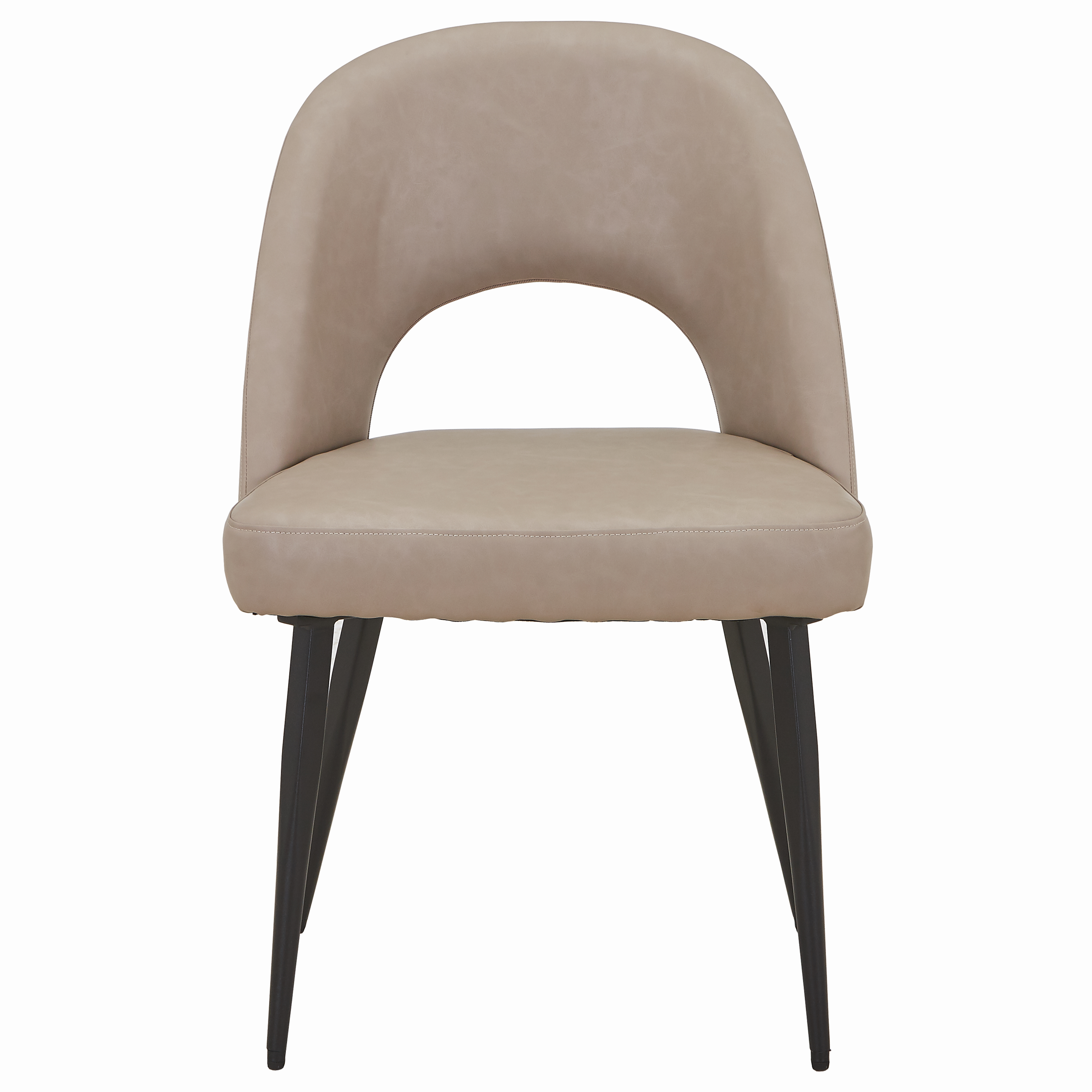 Fest Leather Dining Chairs Curved Open-Back Design with Black Steel Legs