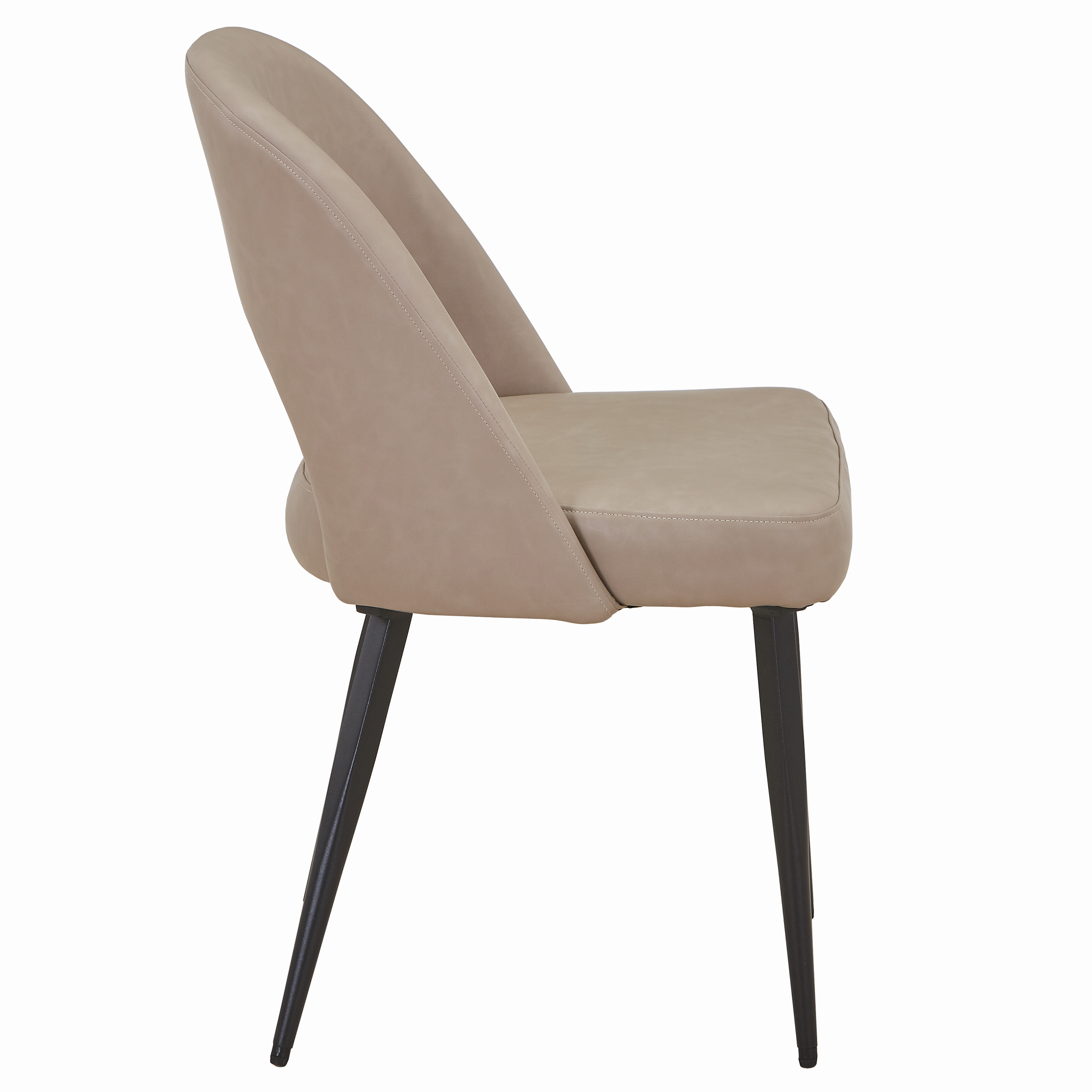 Fest Leather Dining Chairs Curved Open-Back Design with Black Steel Legs