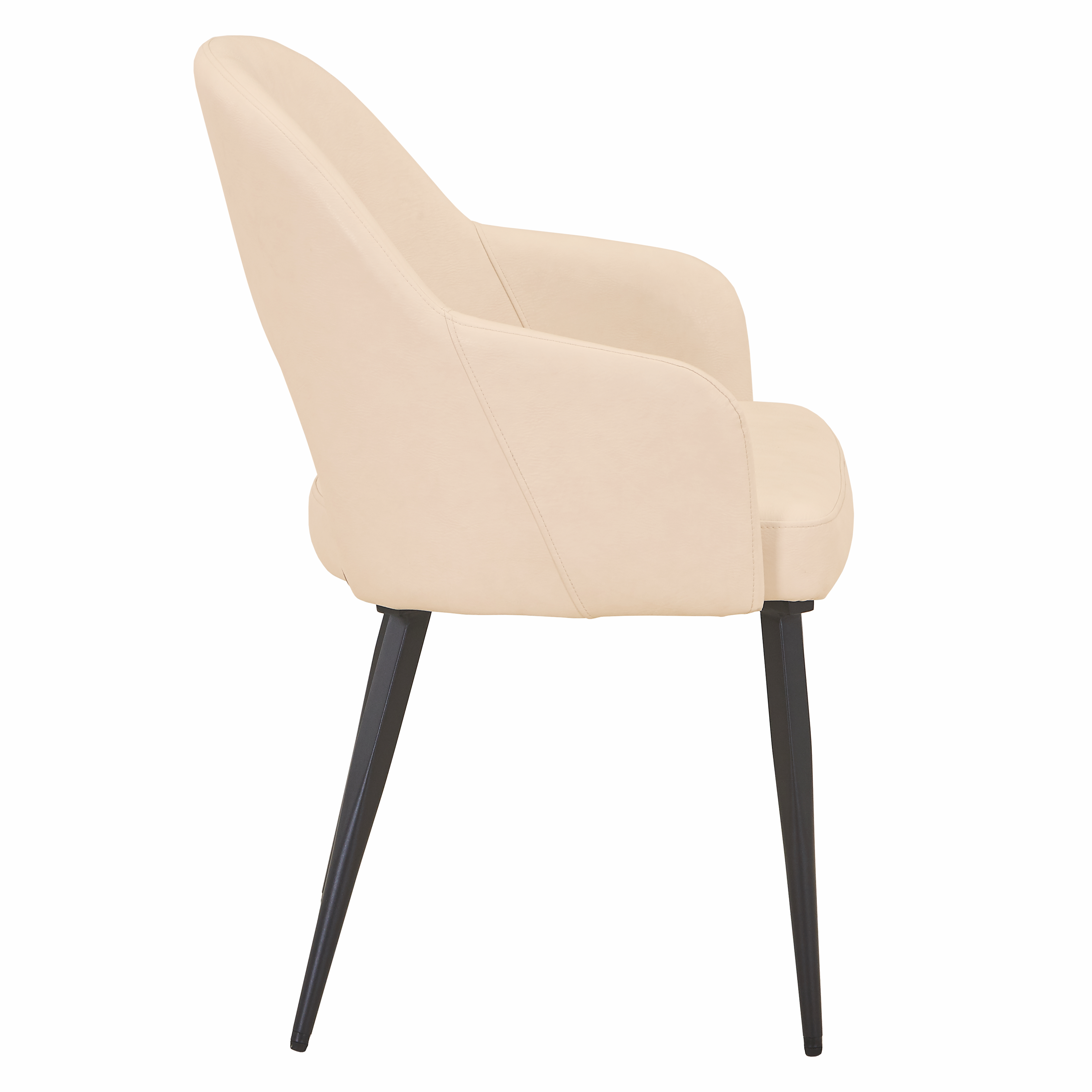Fest Leather Dining Chairs Curved Open-Back Design with Black Steel Legs