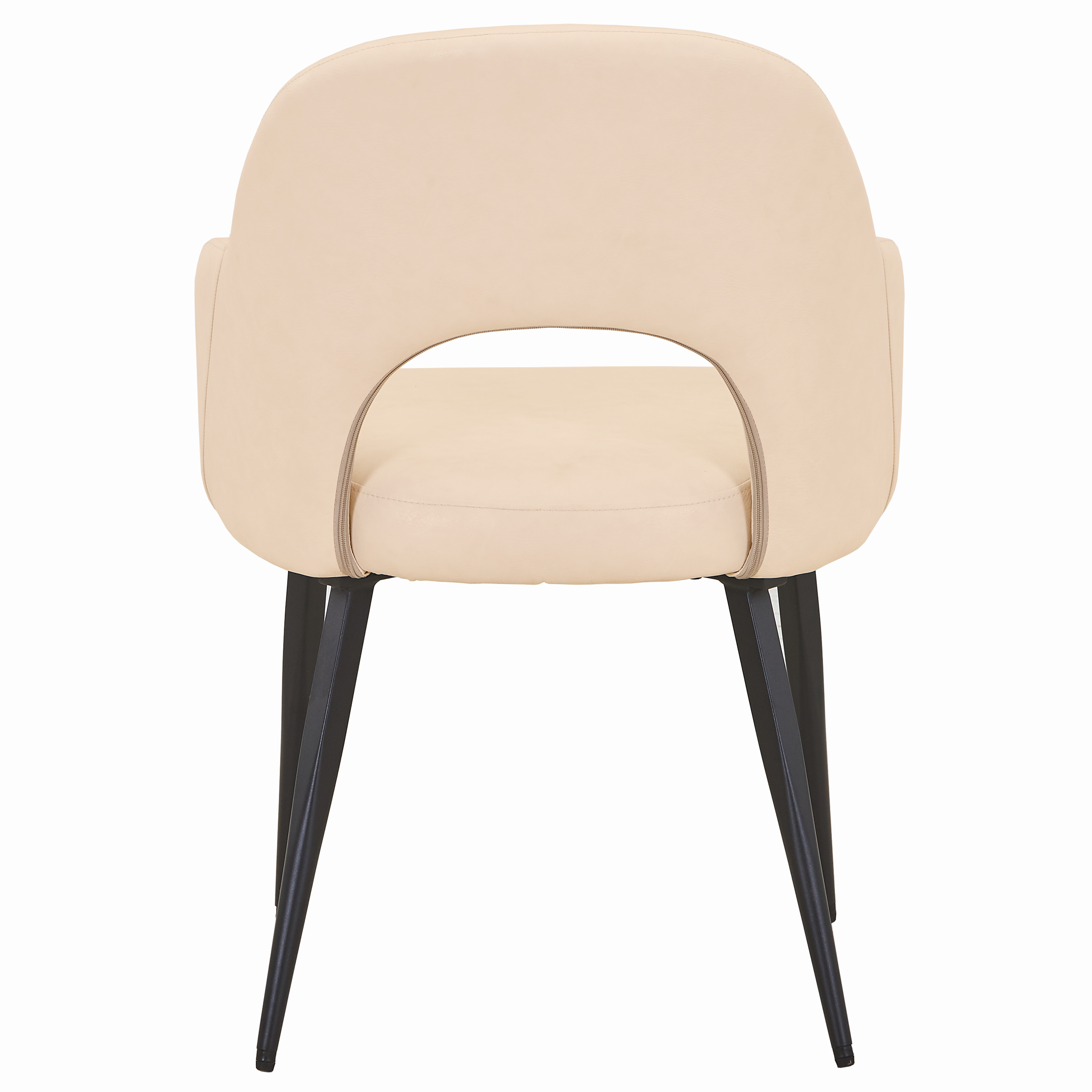 Fest Leather Dining Chairs Curved Open-Back Design with Black Steel Legs
