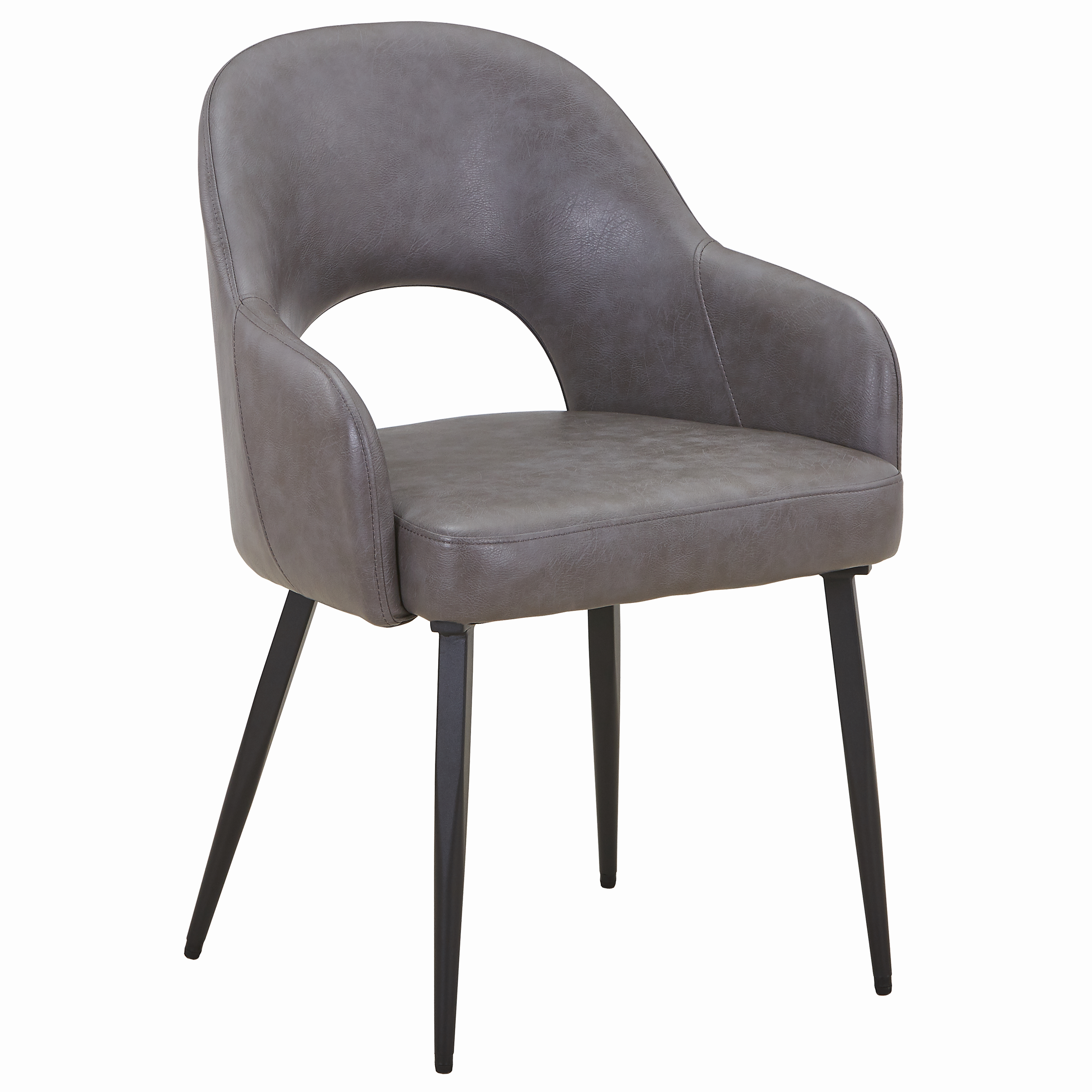 Fest Leather Dining Chairs Curved Open-Back Design with Black Steel Legs