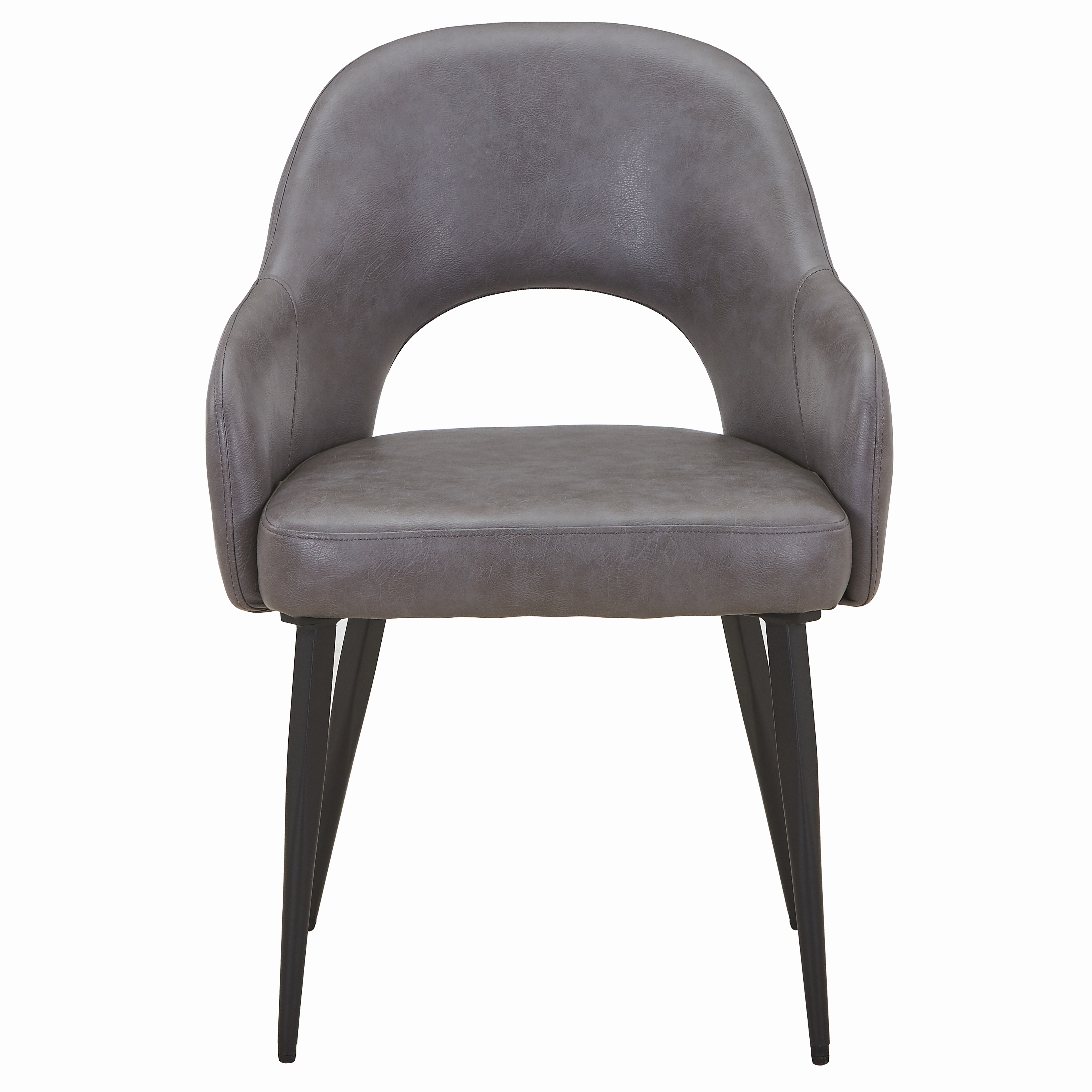 Fest Leather Dining Chairs Curved Open-Back Design with Black Steel Legs