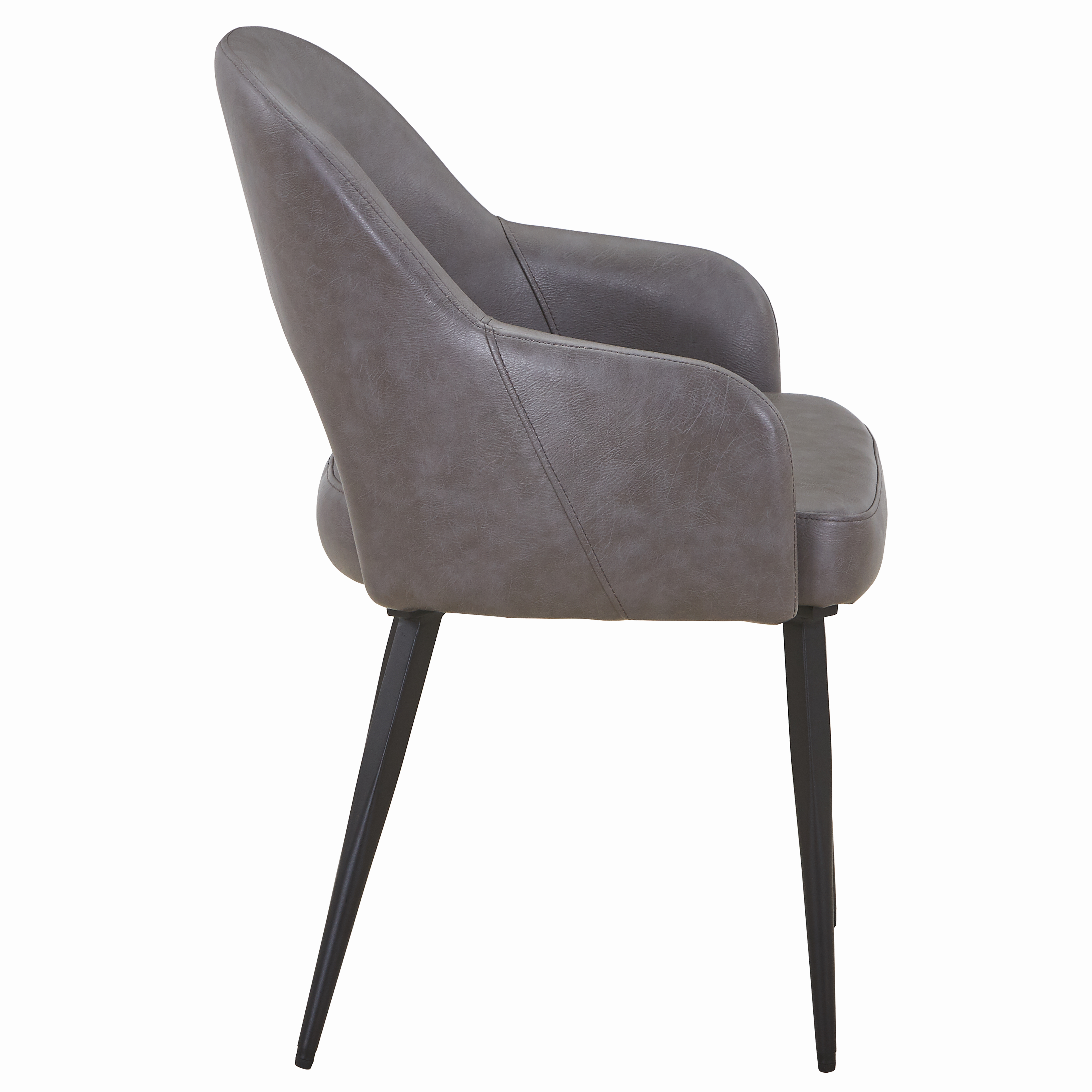 Fest Leather Dining Chairs Curved Open-Back Design with Black Steel Legs