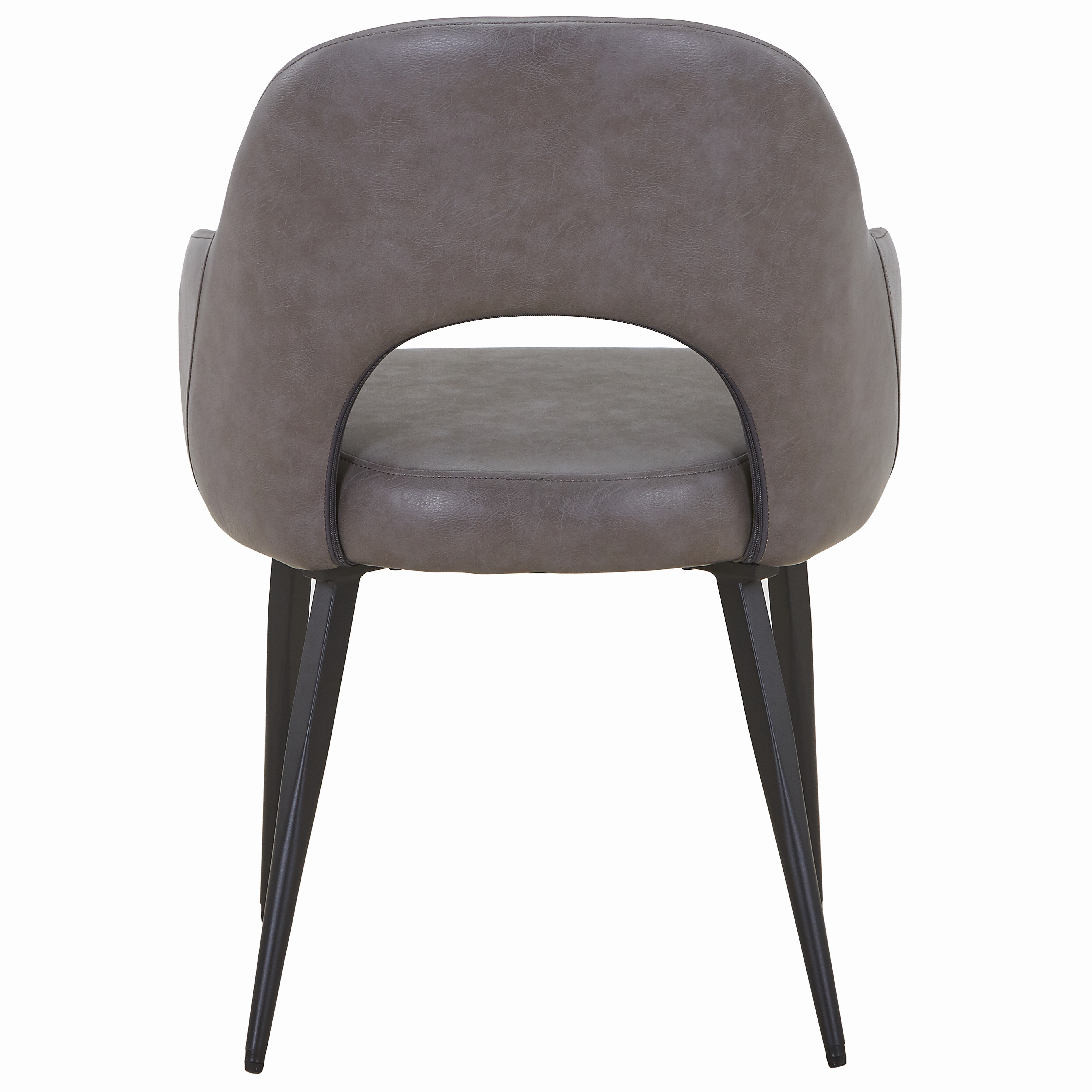 Fest Leather Dining Chairs Curved Open-Back Design with Black Steel Legs