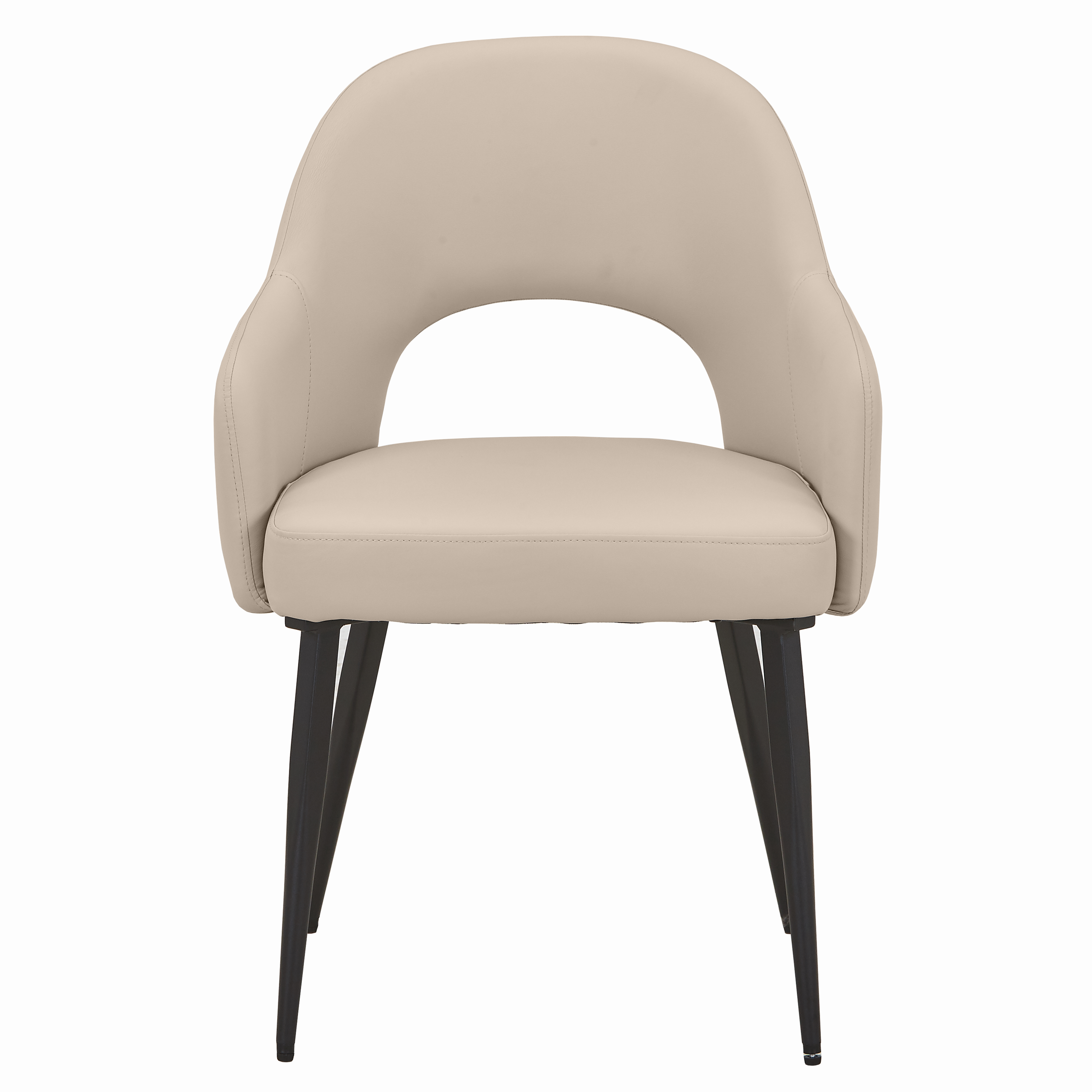Fest Leather Dining Chairs Curved Open-Back Design with Black Steel Legs