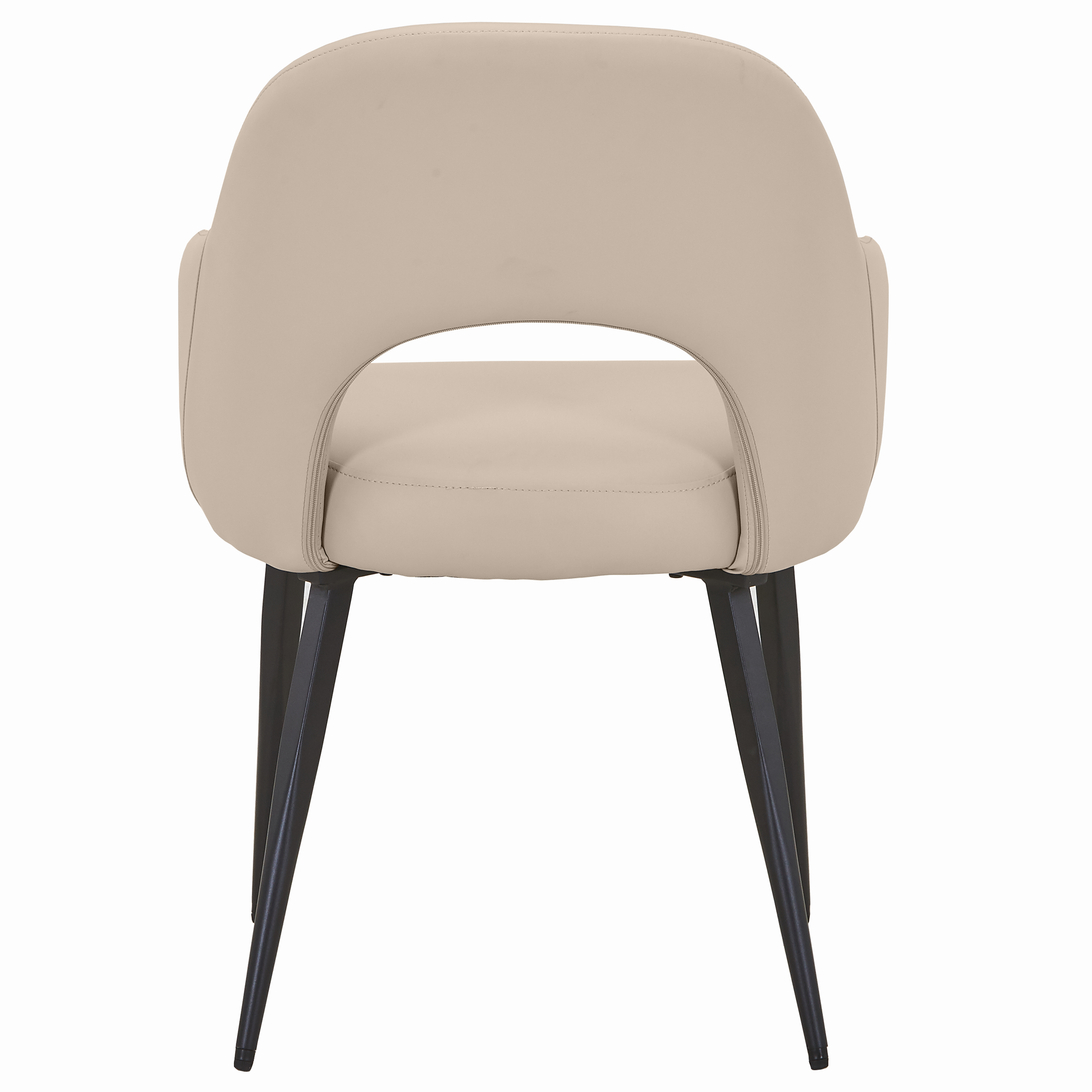 Fest Leather Dining Chairs Curved Open-Back Design with Black Steel Legs
