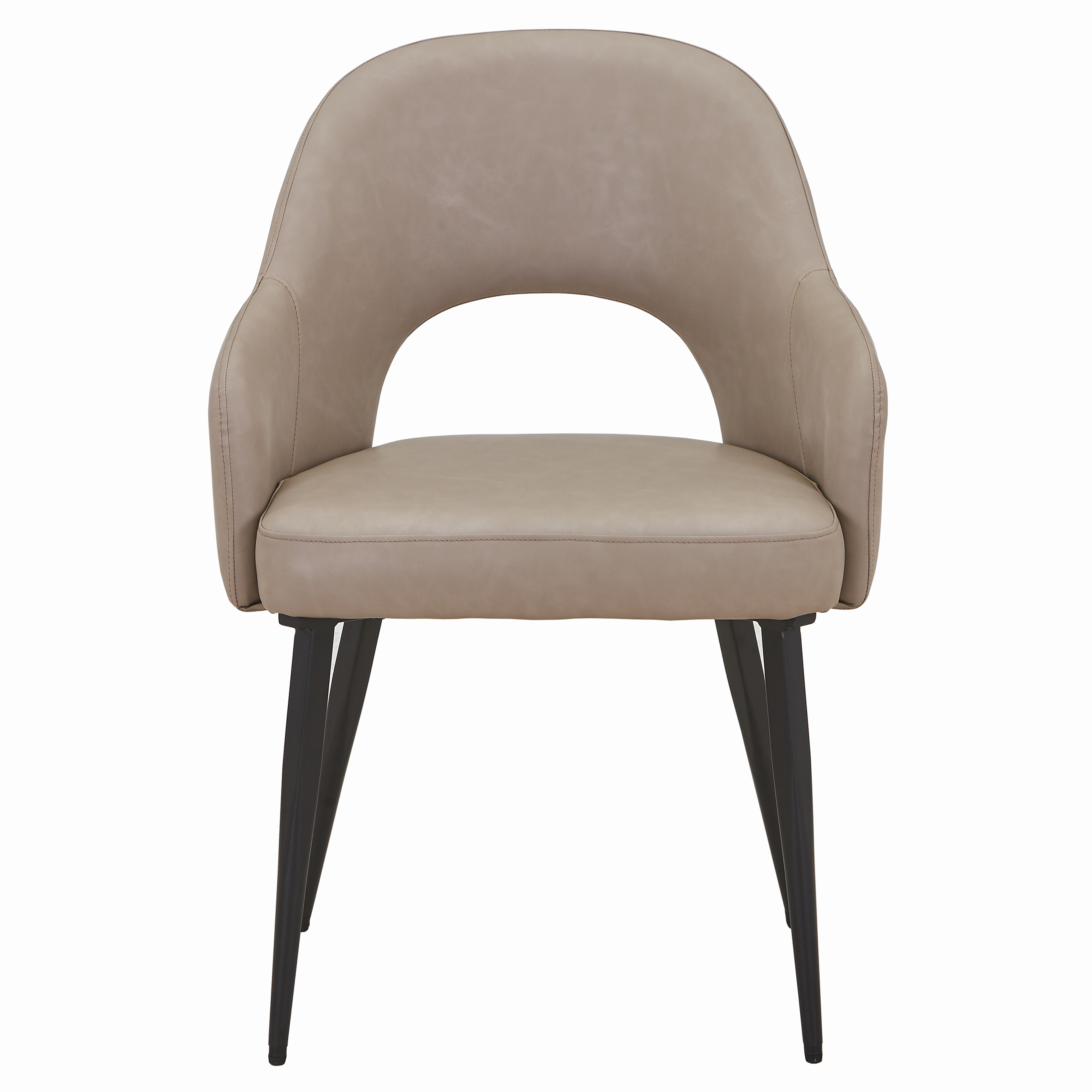 Fest Leather Dining Chairs Curved Open-Back Design with Black Steel Legs