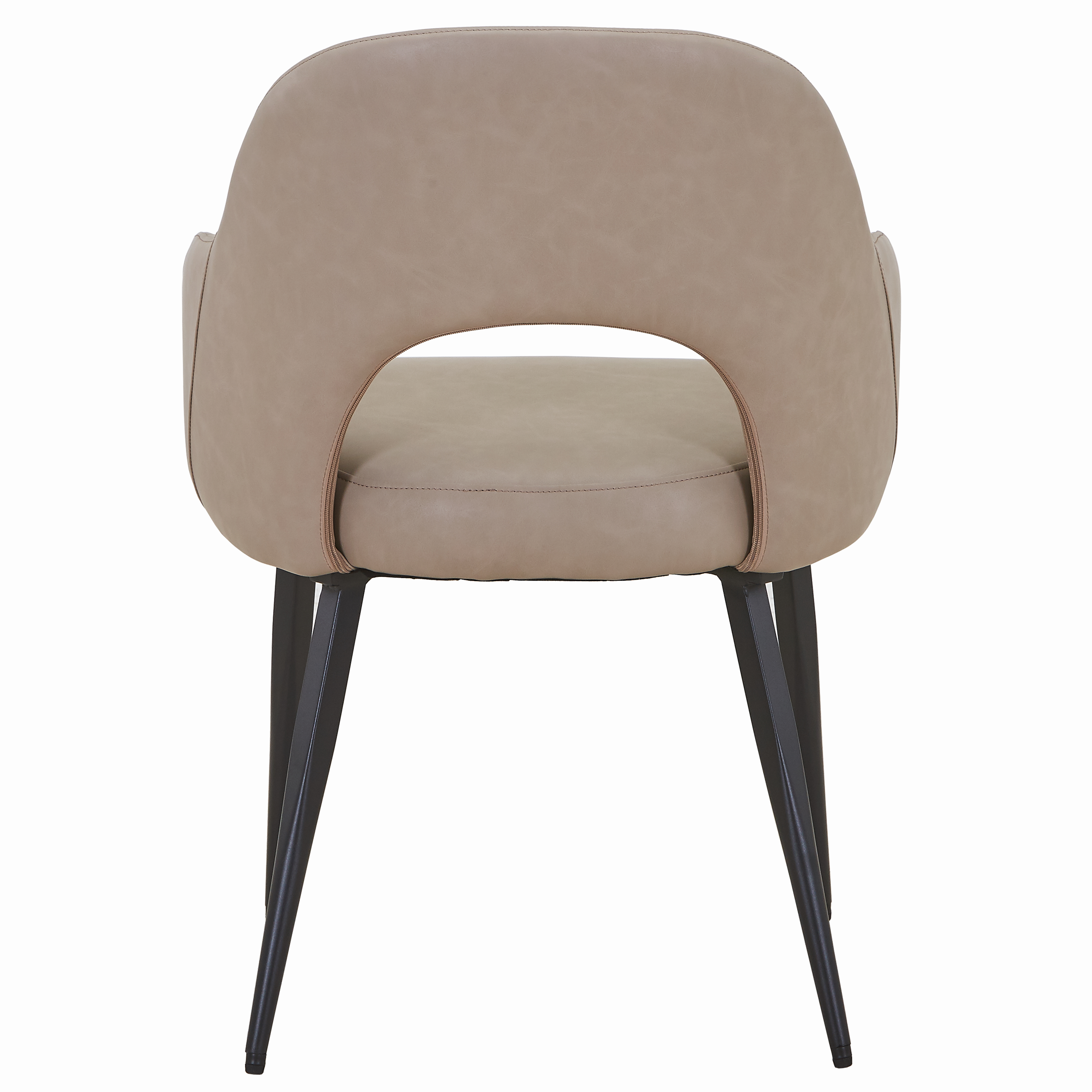Fest Leather Dining Chairs Curved Open-Back Design with Black Steel Legs