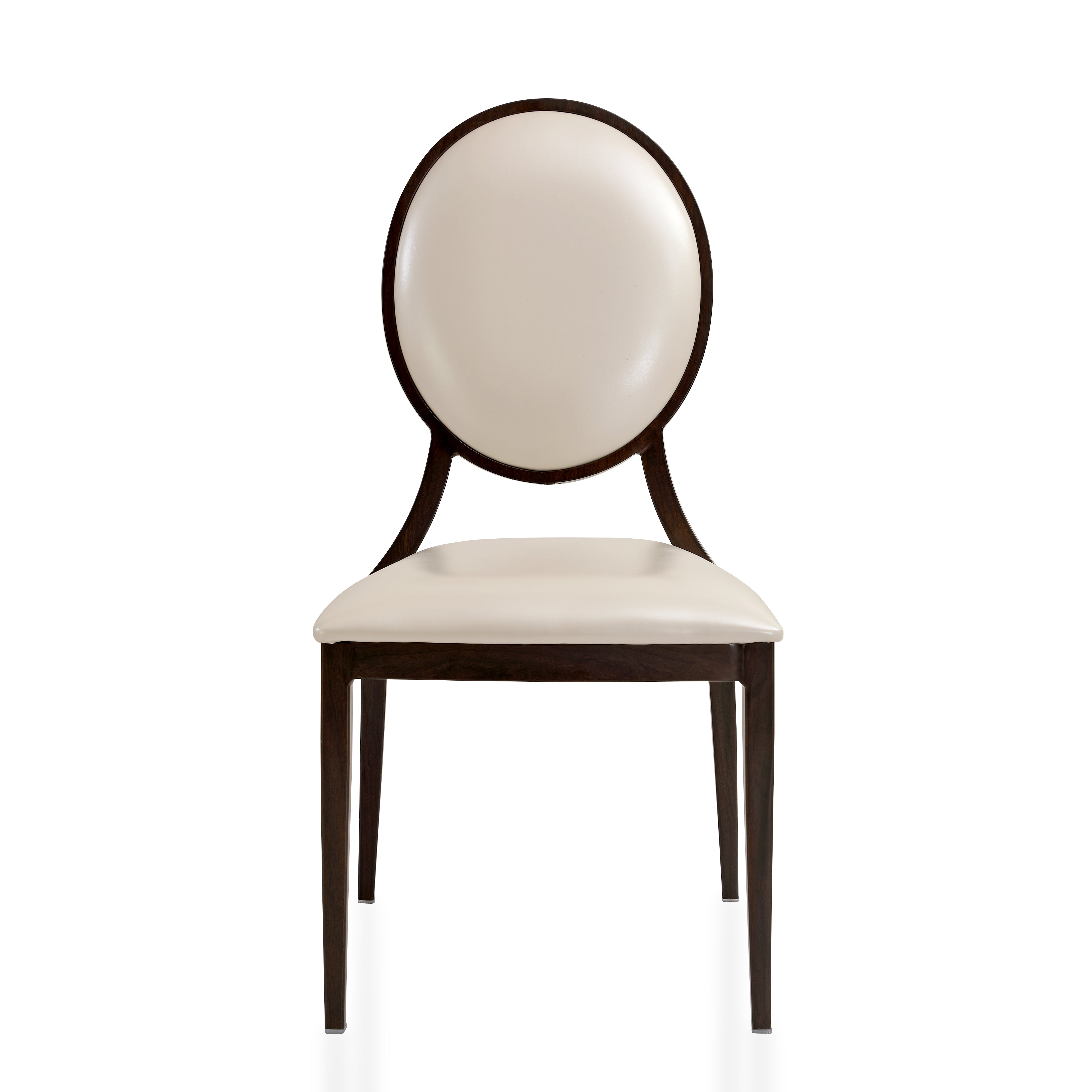 Flaco Leather Dining Chair with Aluminum Frame in Walnut Finish