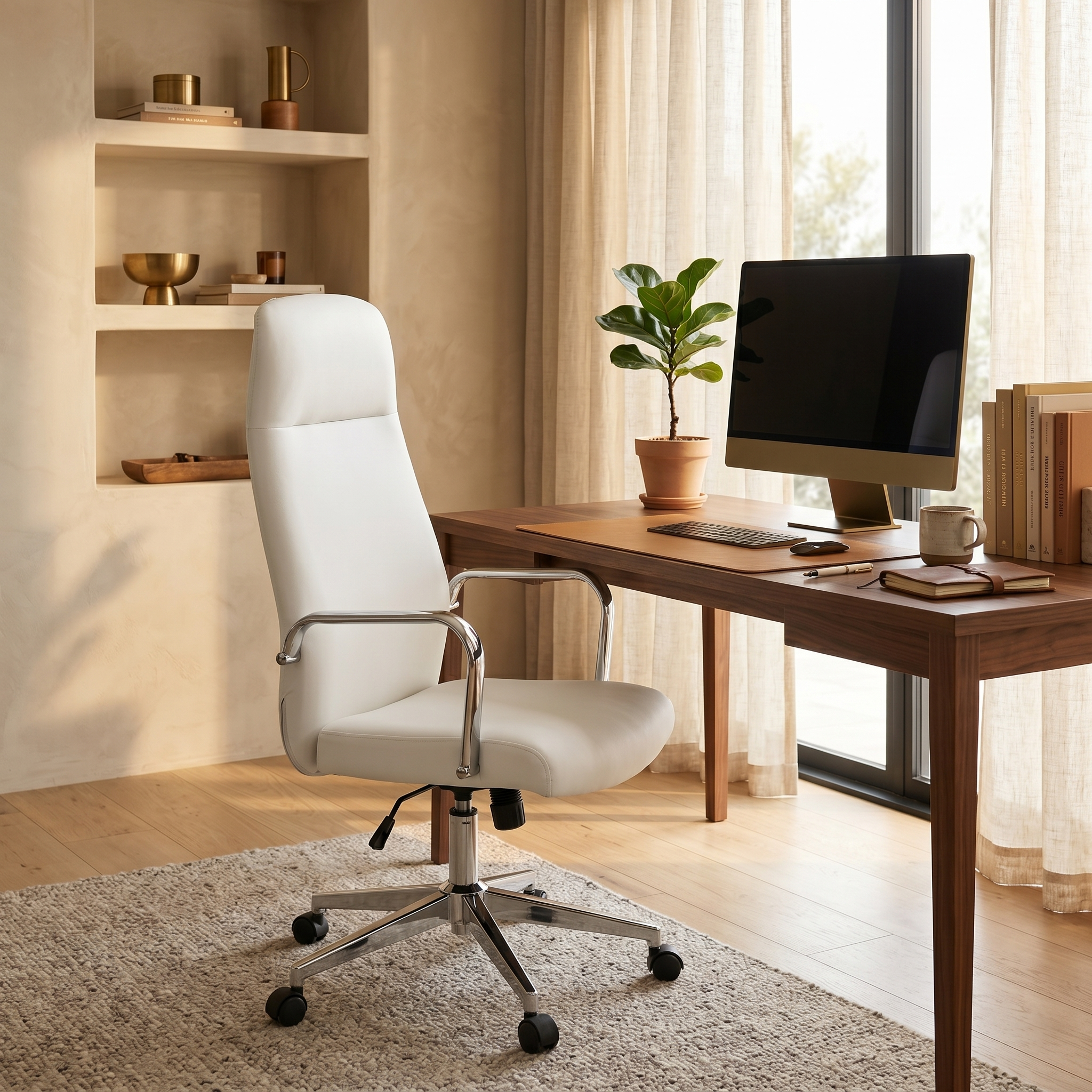 Flux Leather Office Chair Adjustable Height and Tilt with an Iron Frame