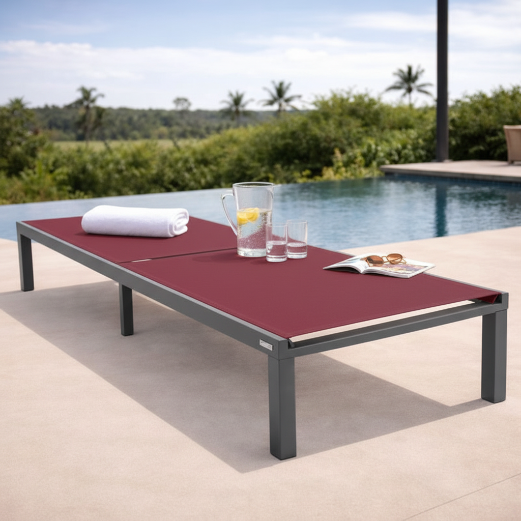 Marlin Aluminum Outdoor Chaise Lounge Chair with Sling Fabric Seat