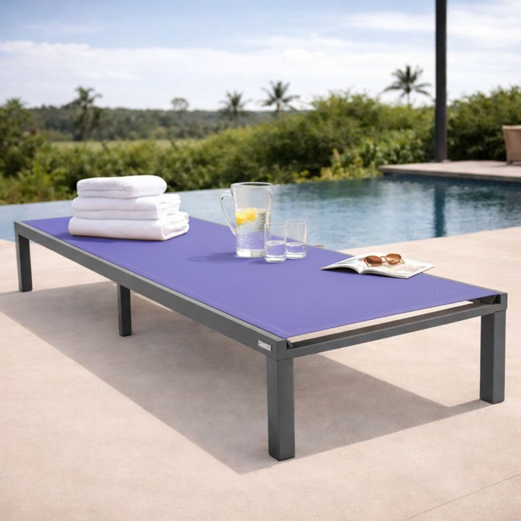 Marlin Aluminum Outdoor Chaise Lounge Chair with Sling Fabric Seat