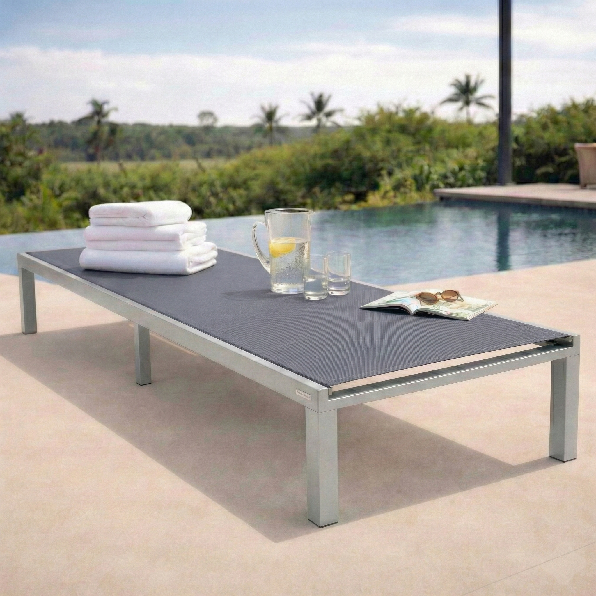 Marlin Aluminum Outdoor Chaise Lounge Chair with Sling Fabric Seat