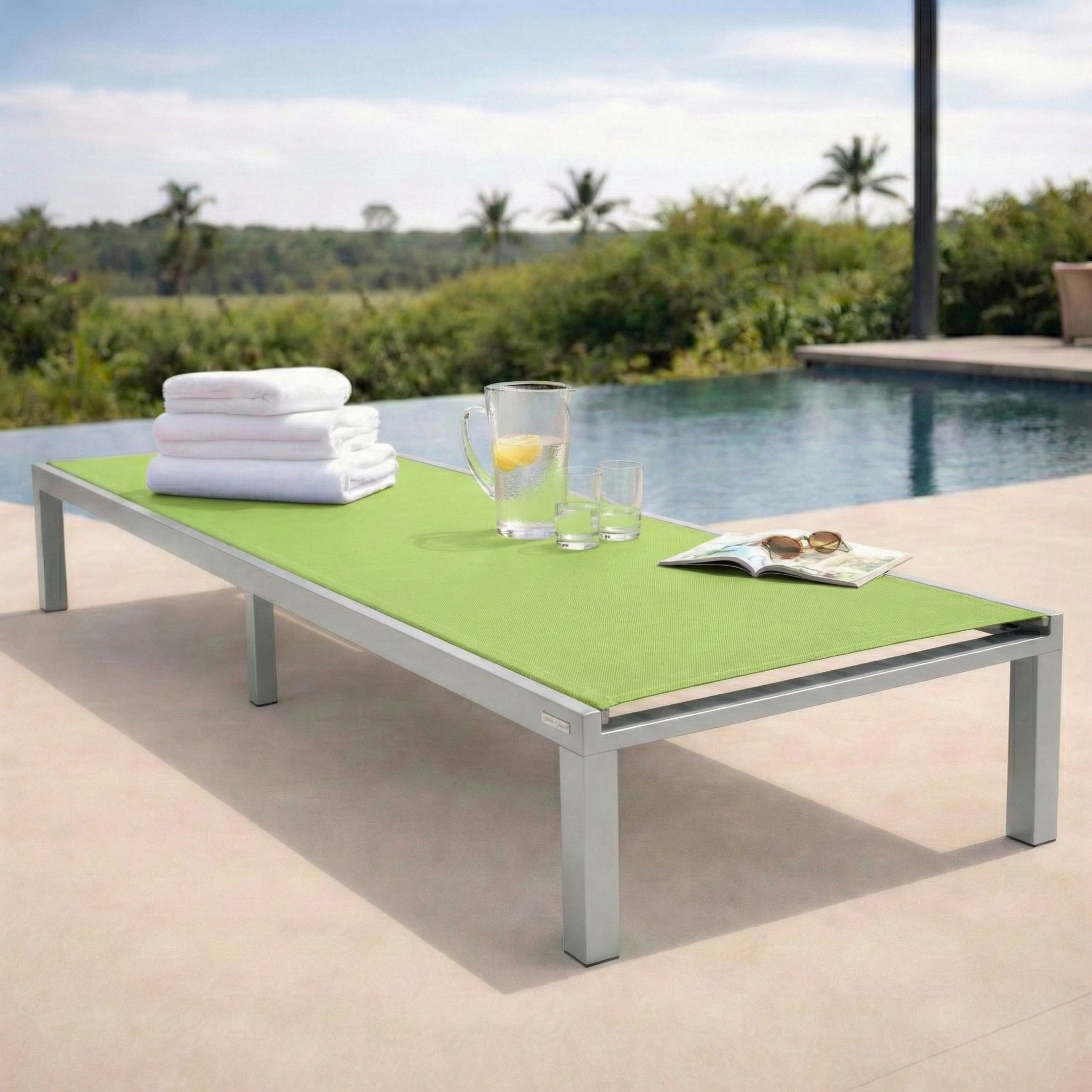 Marlin Aluminum Outdoor Chaise Lounge Chair with Sling Fabric Seat
