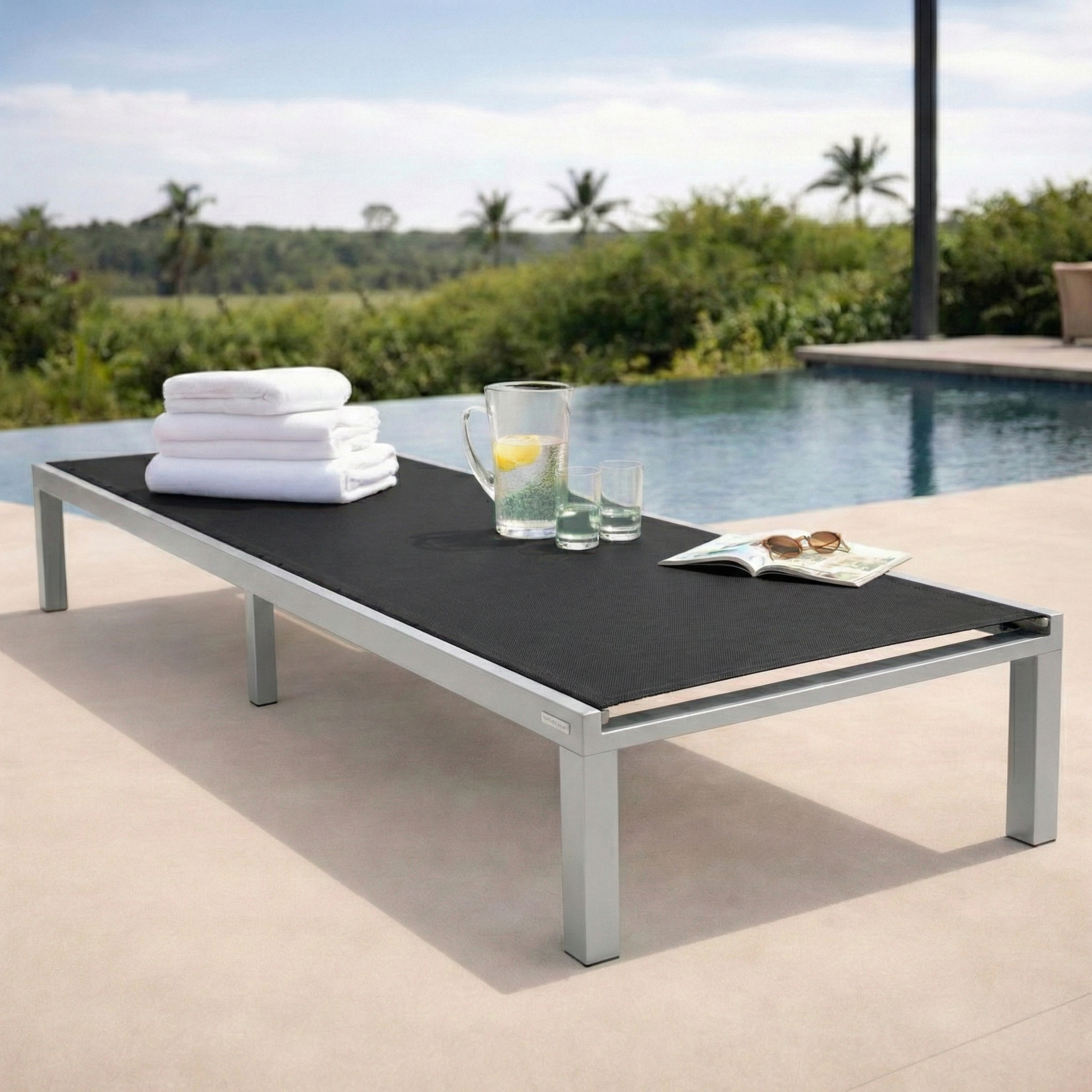 Marlin Aluminum Outdoor Chaise Lounge Chair with Sling Fabric Seat