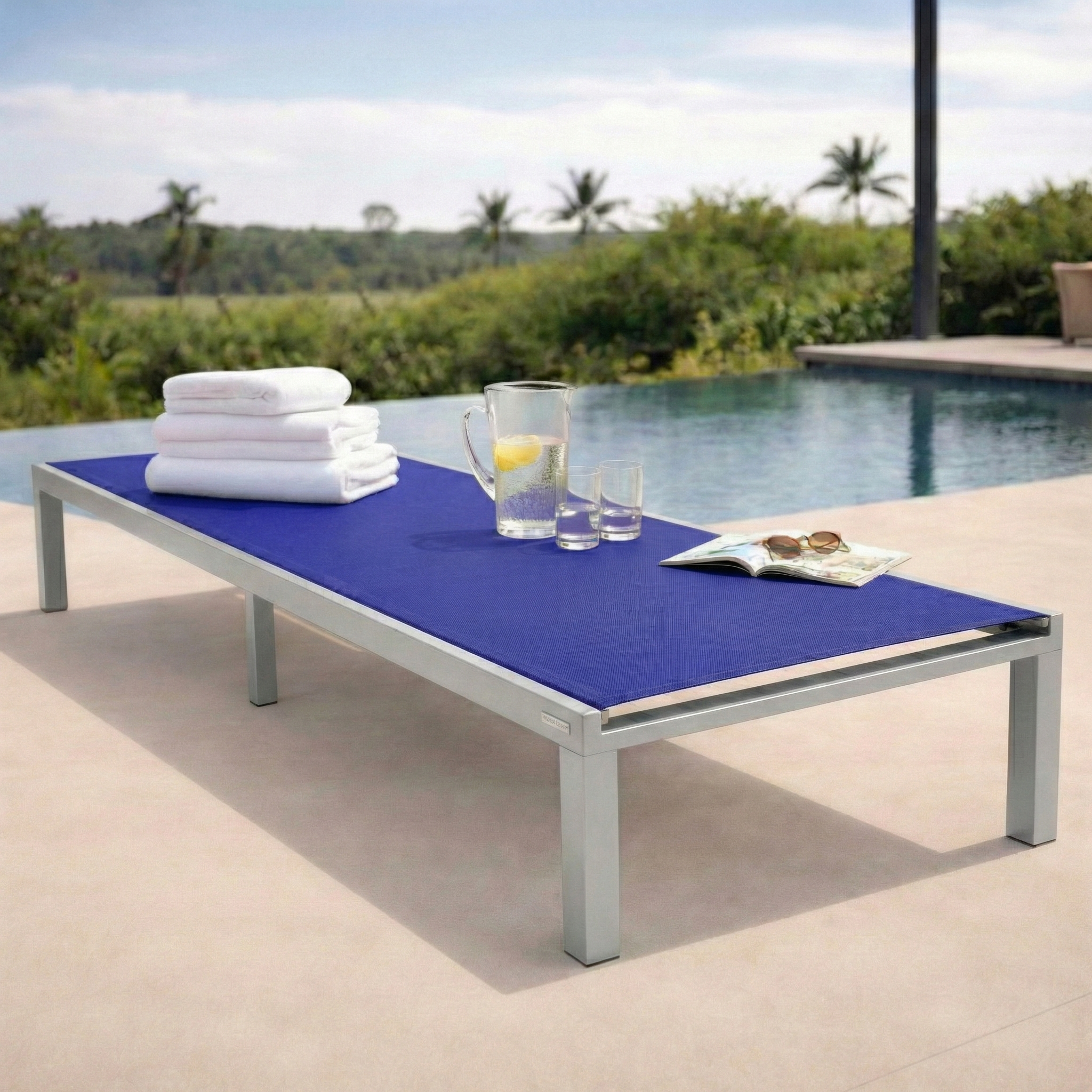 Marlin Aluminum Outdoor Chaise Lounge Chair with Sling Fabric Seat