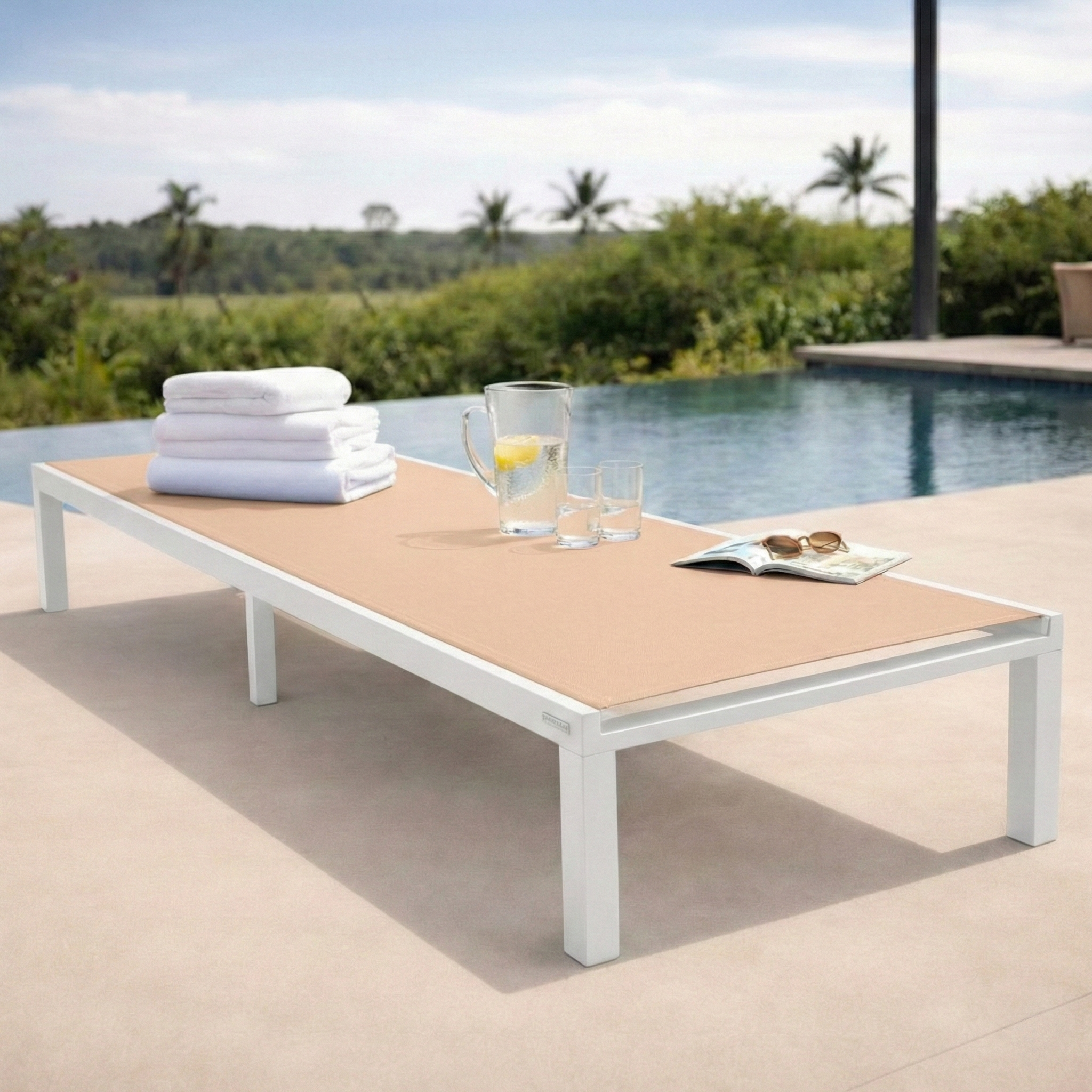 Marlin Aluminum Outdoor Chaise Lounge Chair with Sling Fabric Seat