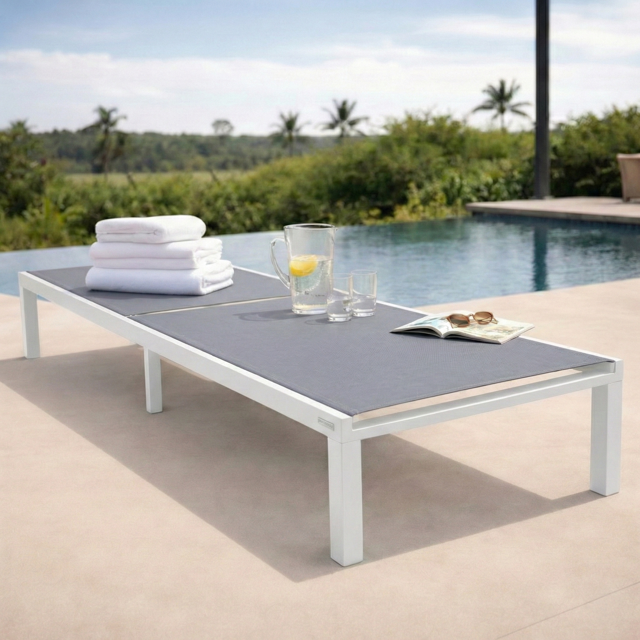 Marlin Aluminum Outdoor Chaise Lounge Chair with Sling Fabric Seat