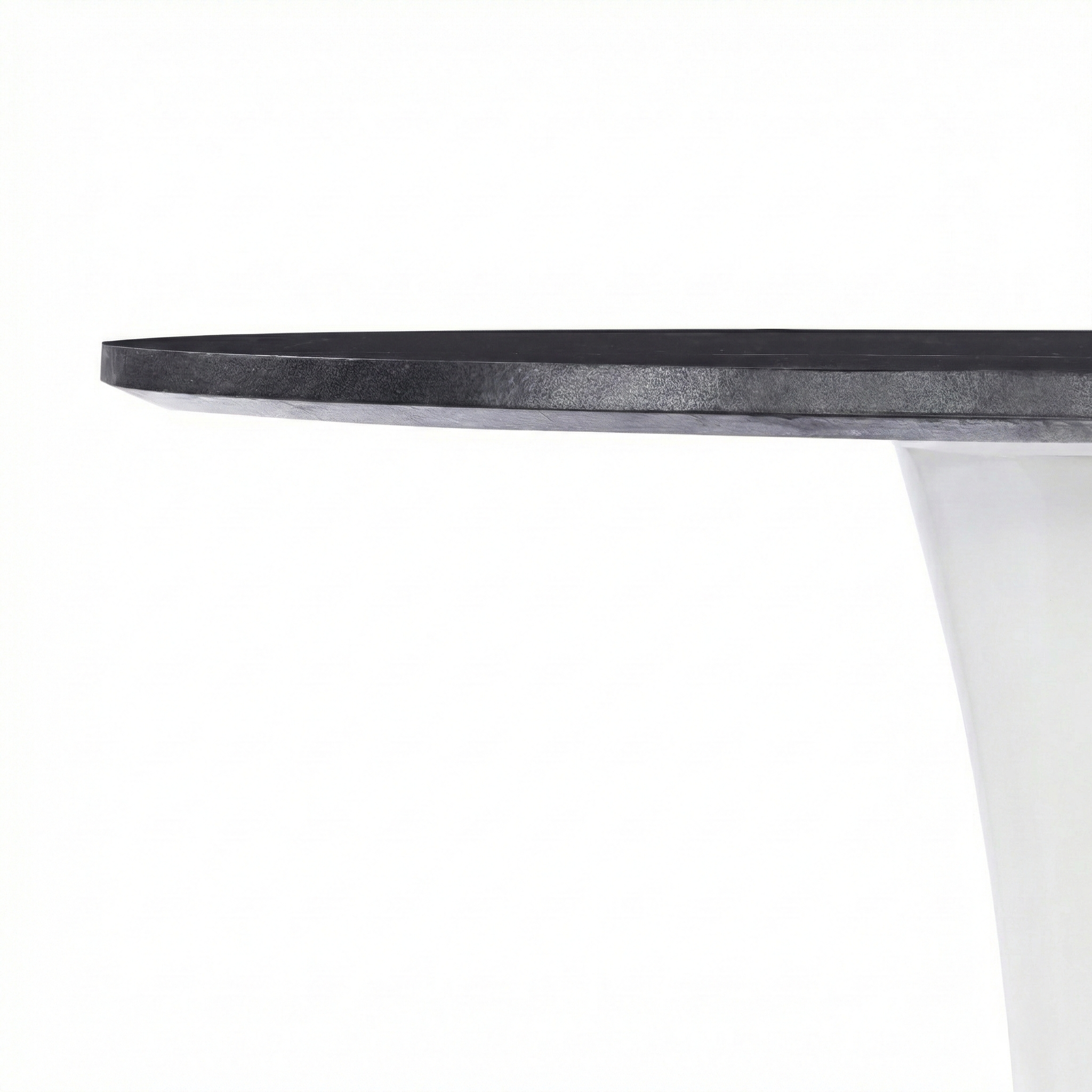 Bristol Round Dining Table with MDF/Sintered Stone/Glass Wood Tabletop in White Steel