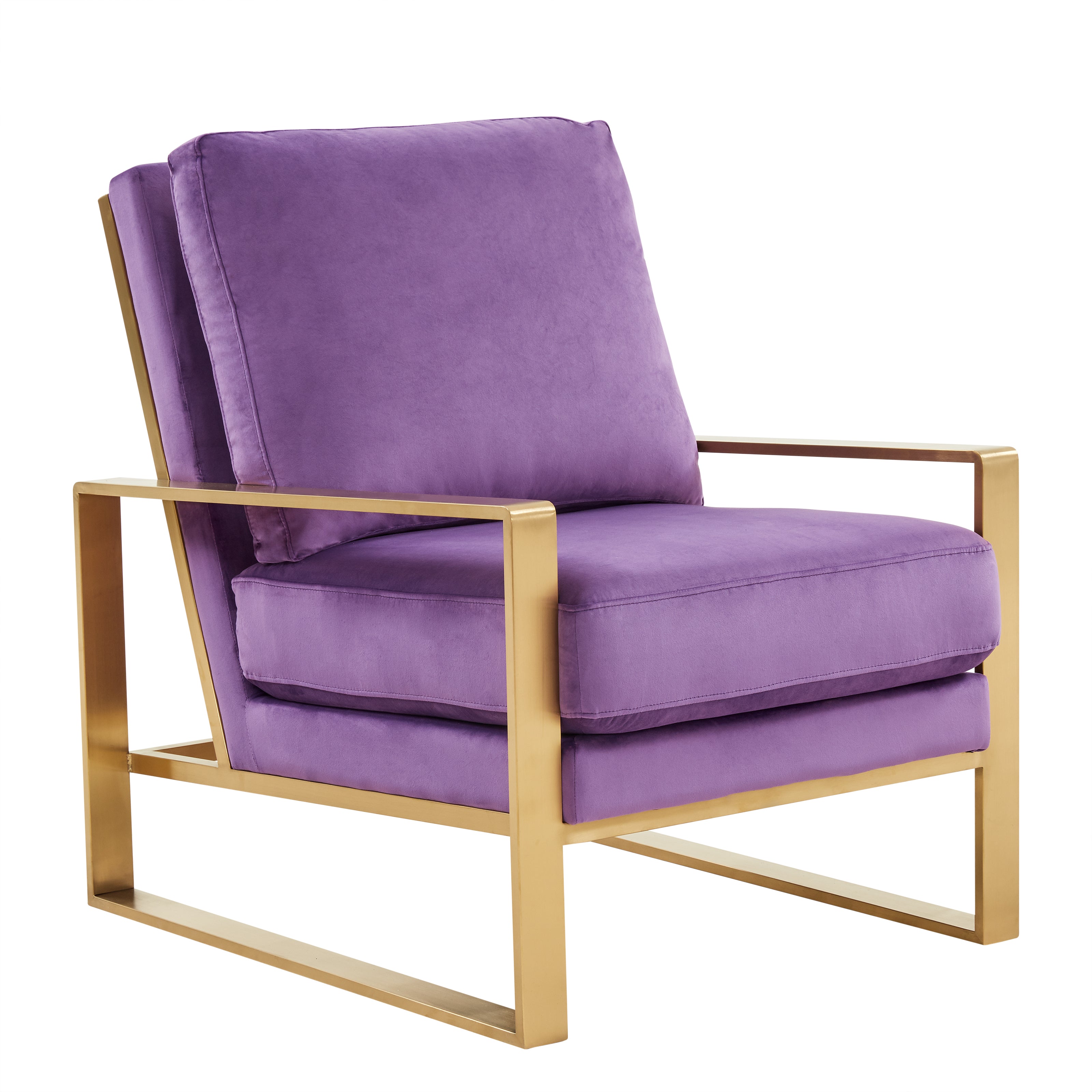 Jefferson Single-Seater Sofa Upholstered in Velvet/Leather and Gold/Silver Metal Frame