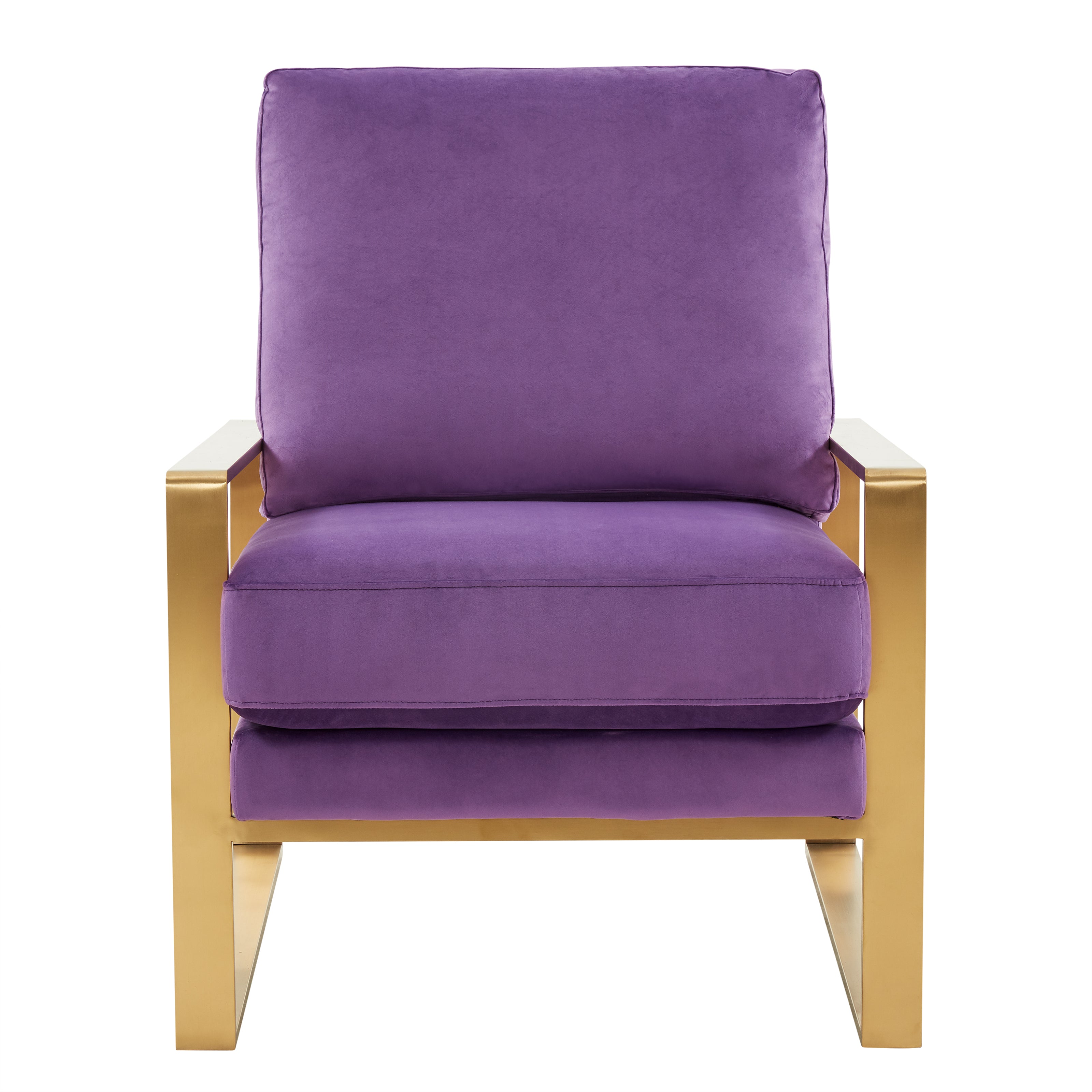 Jefferson Single-Seater Sofa Upholstered in Velvet/Leather and Gold/Silver Metal Frame