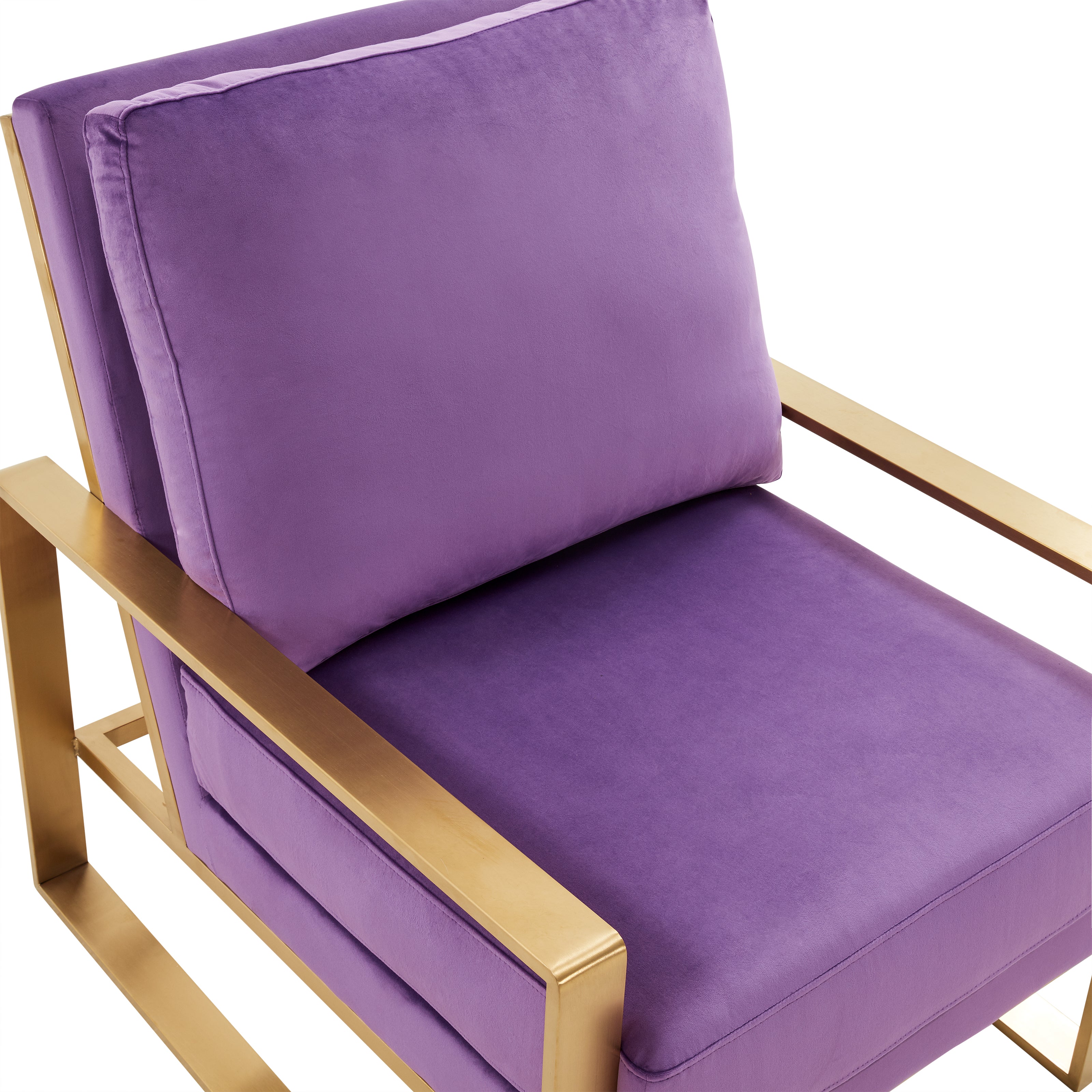 Jefferson Single-Seater Sofa Upholstered in Velvet/Leather and Gold/Silver Metal Frame