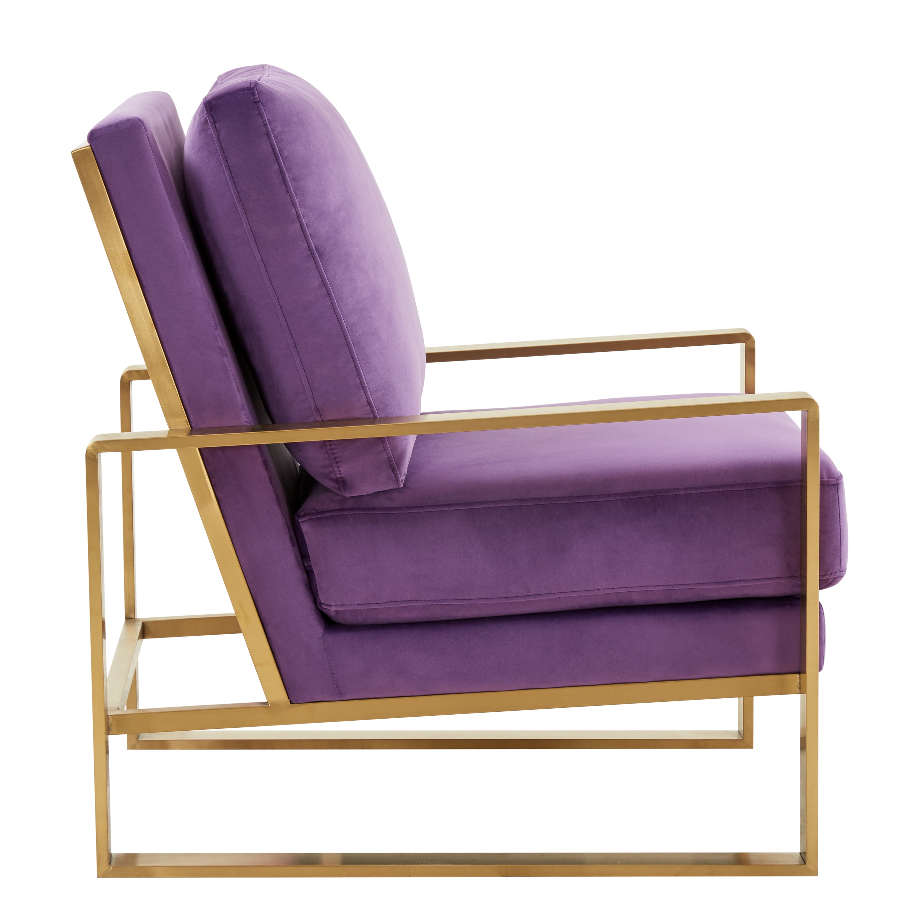 Jefferson Single-Seater Sofa Upholstered in Velvet/Leather and Gold/Silver Metal Frame