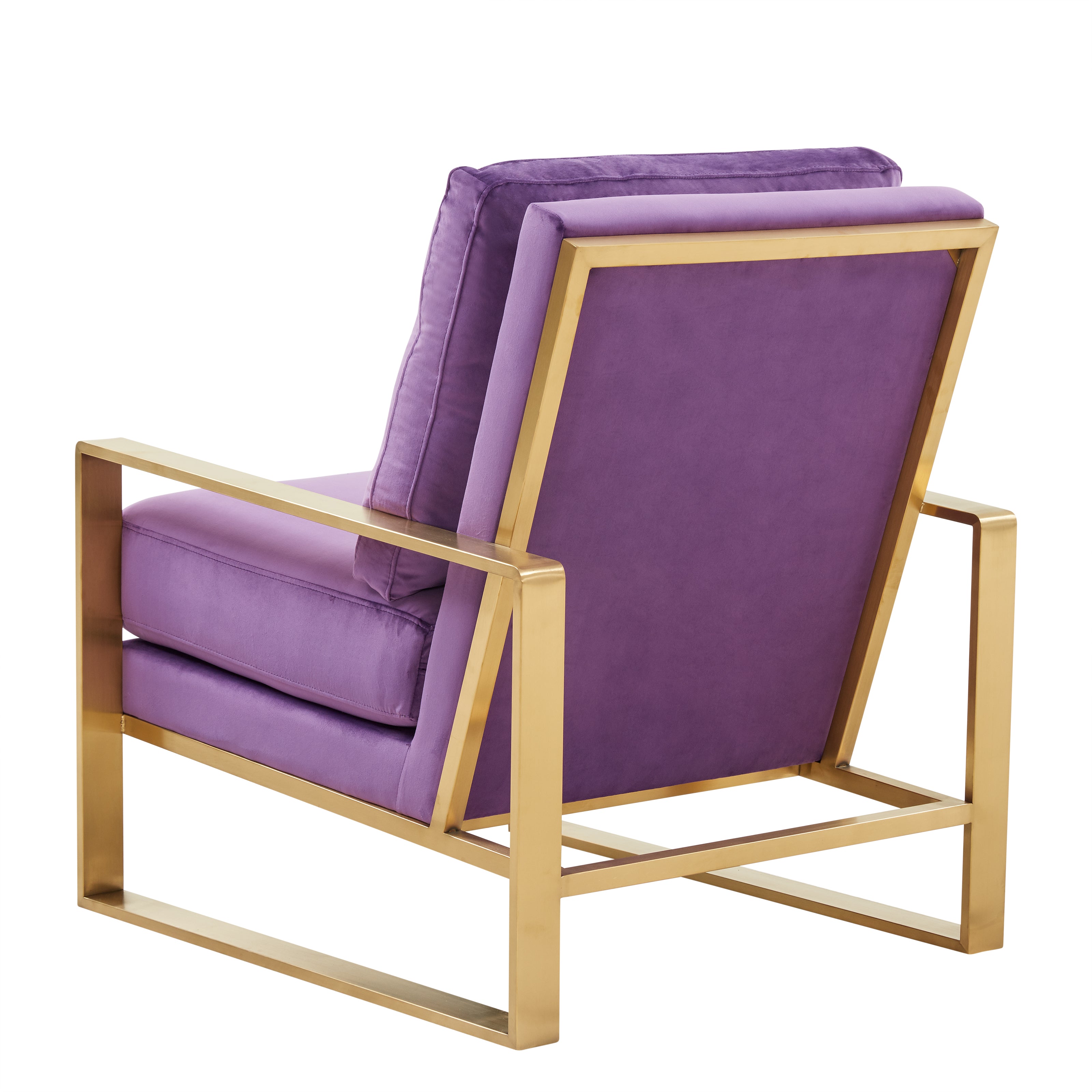 Jefferson Single-Seater Sofa Upholstered in Velvet/Leather and Gold/Silver Metal Frame