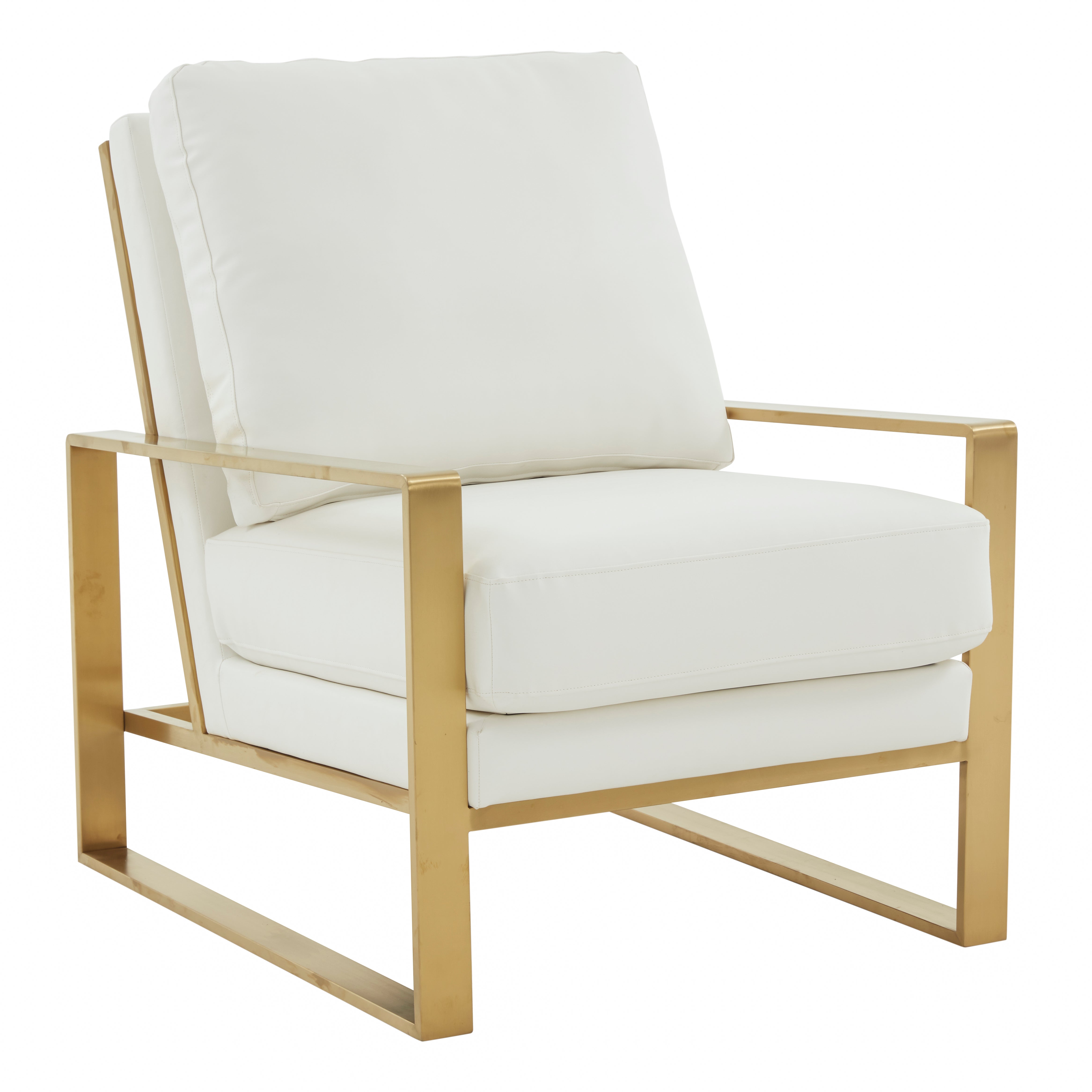 Jefferson Single-Seater Sofa Upholstered in Leather and Silver Metal Frame