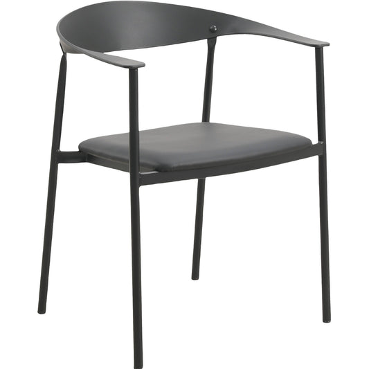 Kora Dining Chair Upholstered in Leather with Stainless Steel Frame and Legs