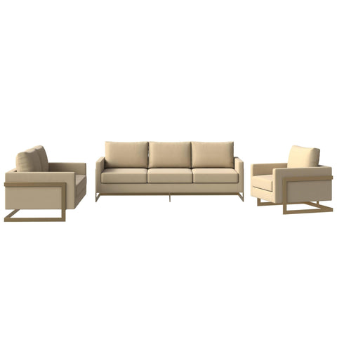 Lincoln 3-Piece Sofa Set Upholstered in Velvet Accent Chair with Gold Stainless Steel Frame