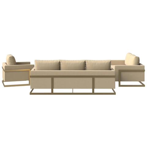 Lincoln 3-Piece Sofa Set Upholstered in Velvet Accent Chair with Gold Stainless Steel Frame