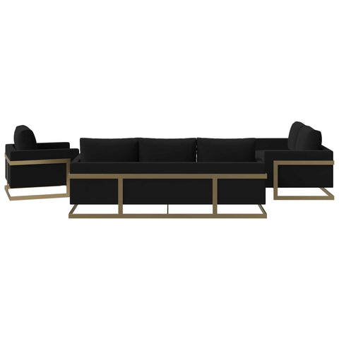 Lincoln 3-Piece Sofa Set Upholstered in Velvet Accent Chair with Gold Stainless Steel Frame