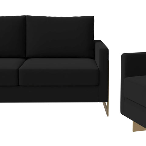 Lincoln 3-Piece Sofa Set Upholstered in Velvet Accent Chair with Gold Stainless Steel Frame