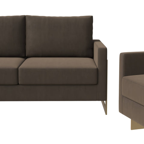 Lincoln 3-Piece Sofa Set Upholstered in Velvet Accent Chair with Gold Stainless Steel Frame