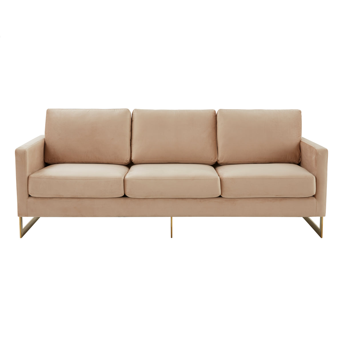 Lincoln 3-Seater Sofa Upholstered in Velvet/Leather with Black/Silver/Gold Steel Base