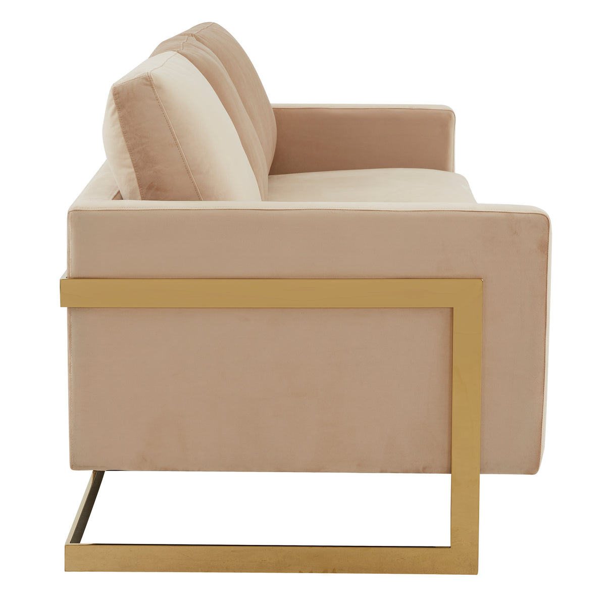 Lincoln 3-Seater Sofa Upholstered in Velvet/Leather with Black/Silver/Gold Steel Base