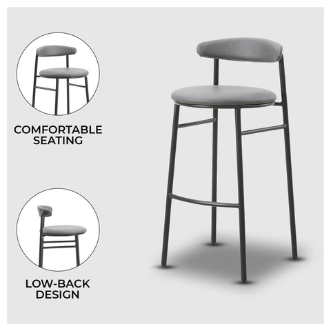 Lume Series Modern Bar Stool Upholstered in Leather for Dining Room and Kitchen