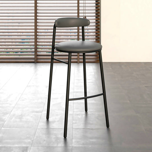 Lume Series Modern Bar Stool Upholstered in Leather for Dining Room and Kitchen