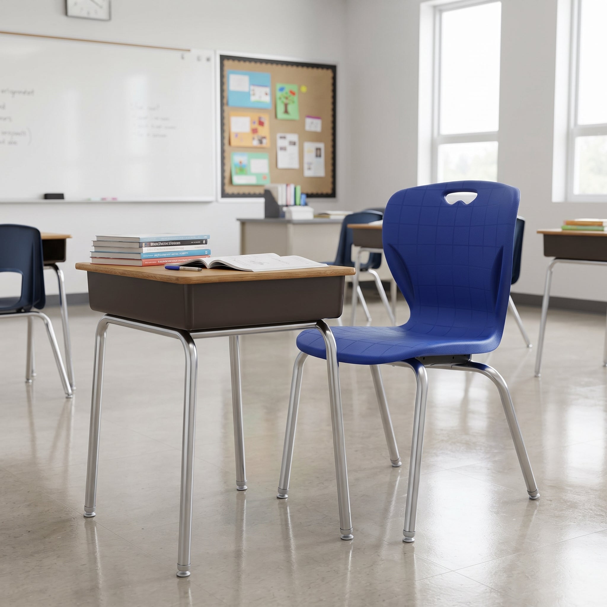 LeisureMod 10-pc. Student Chair in Polypropylene Seat and Chrome Steel